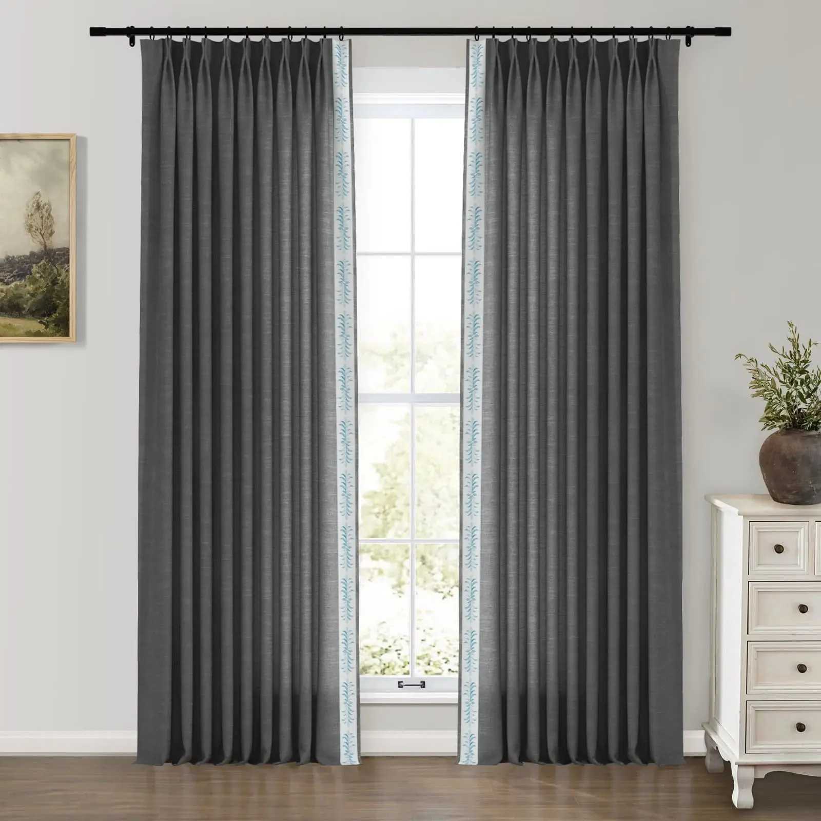 Jawara Luxury Linen Cotton Curtains with Border Trim (Sold per Pair) - Image 11