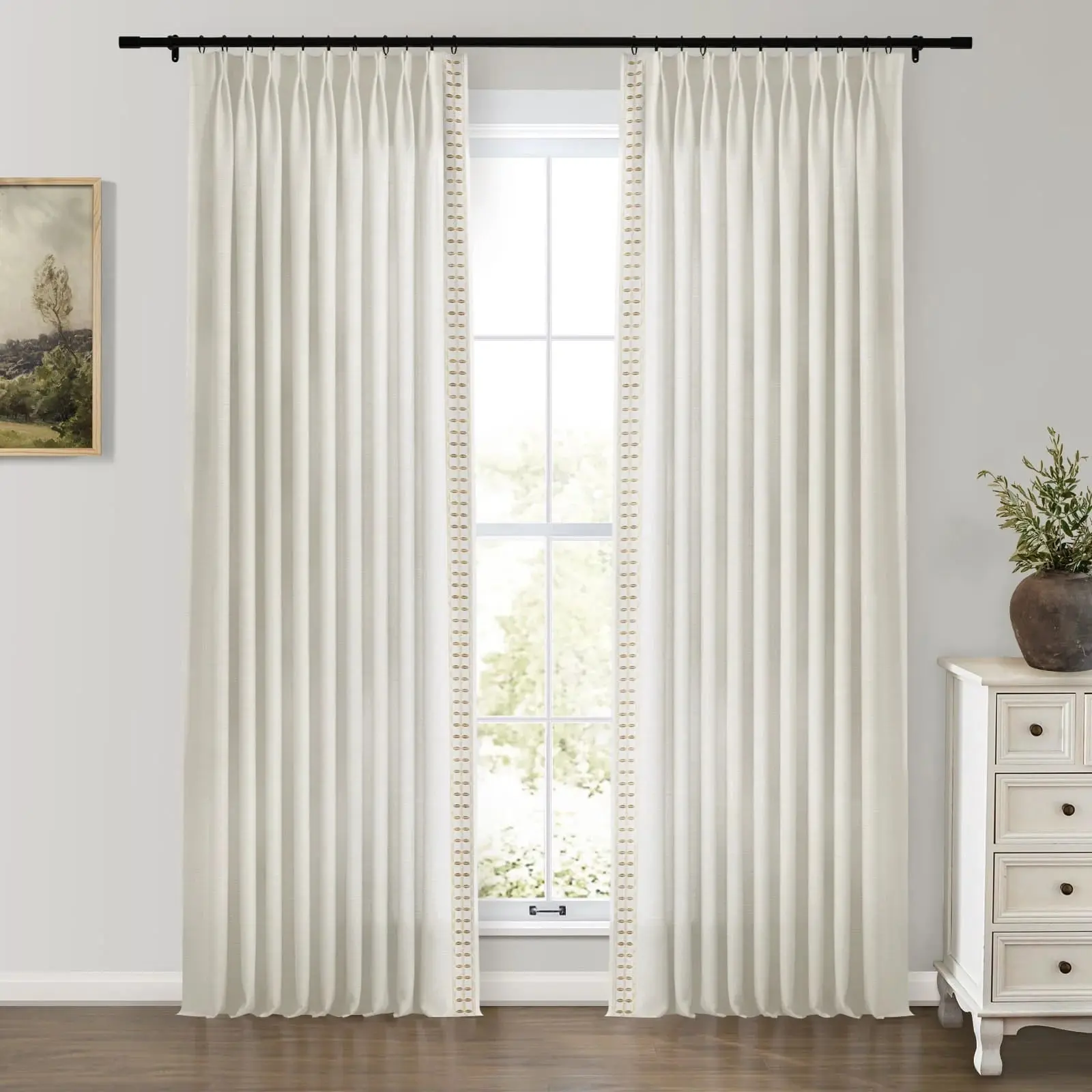 Jawara Luxury Linen Cotton Curtains with Border Trim (Sold per Pair) - Image 12
