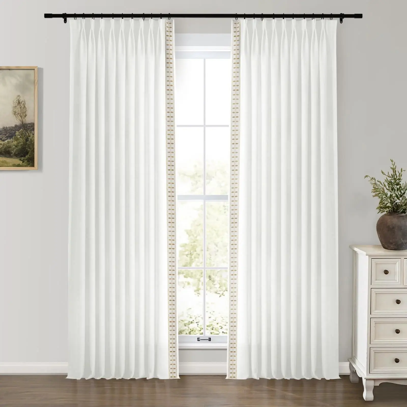 Jawara Luxury Linen Cotton Curtains with Border Trim (Sold per Pair) - Image 7