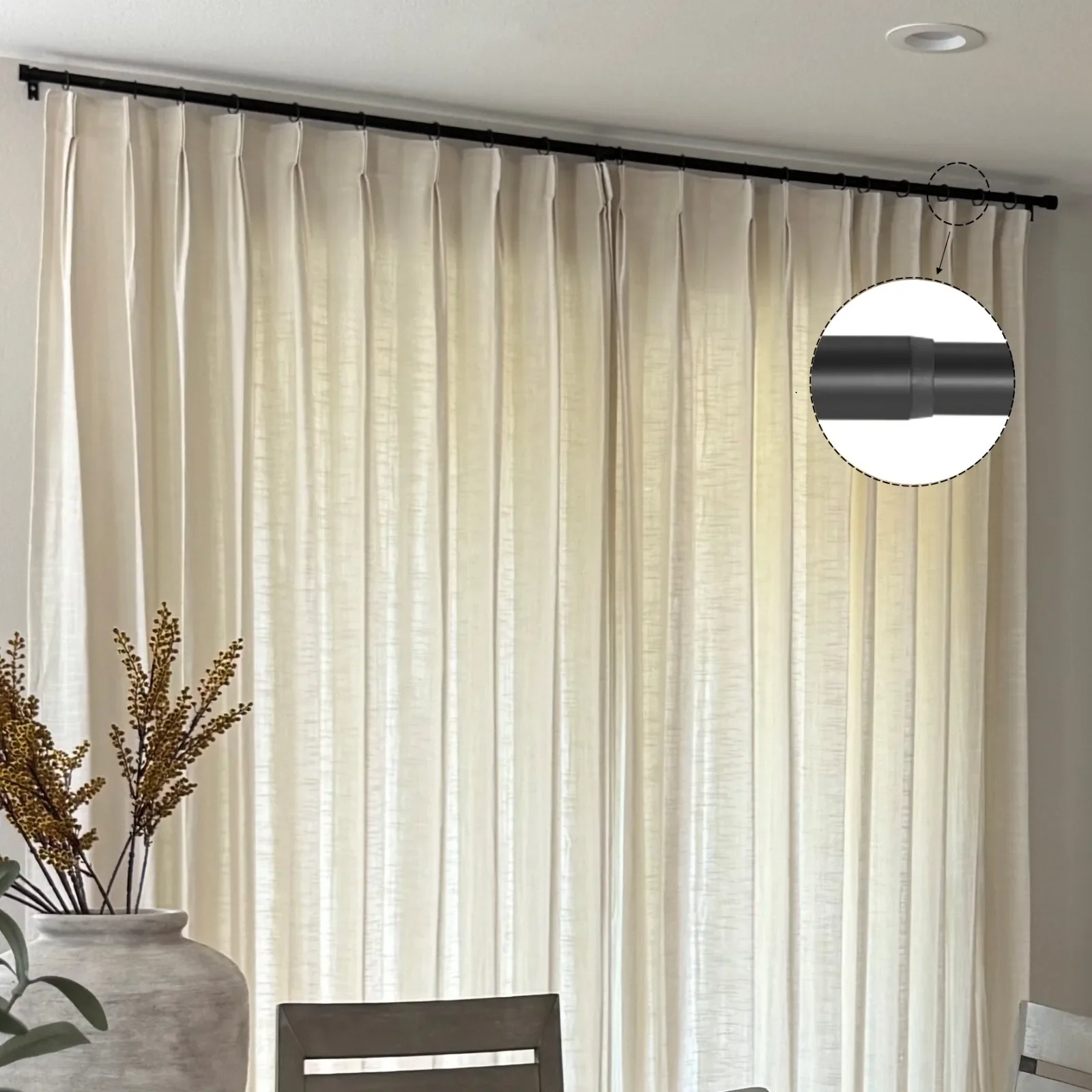 Jaylon Adjustable Curtain Rod with Rings - Image 3