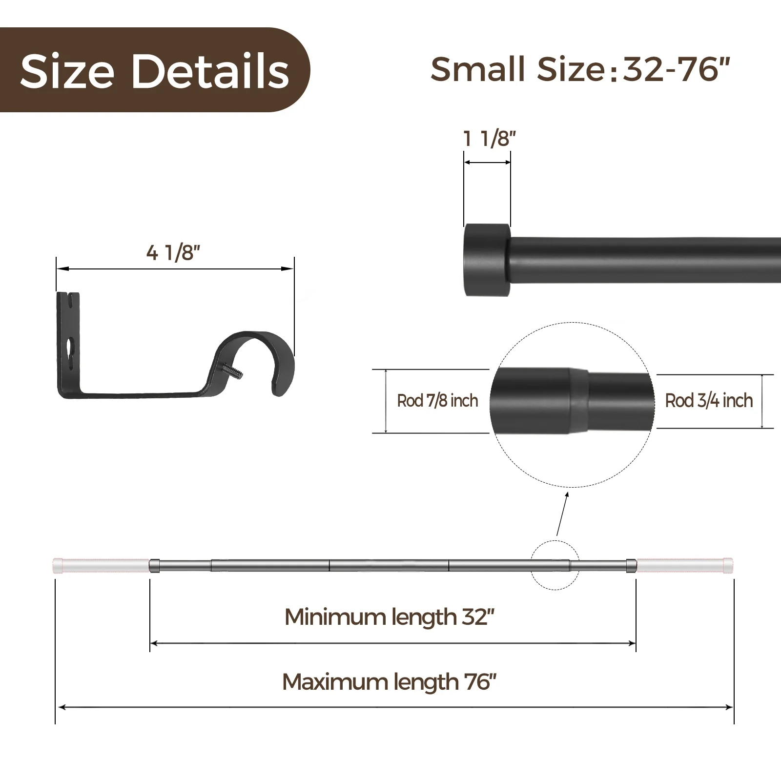 Jaylon Adjustable Curtain Rod with Rings - Image 7