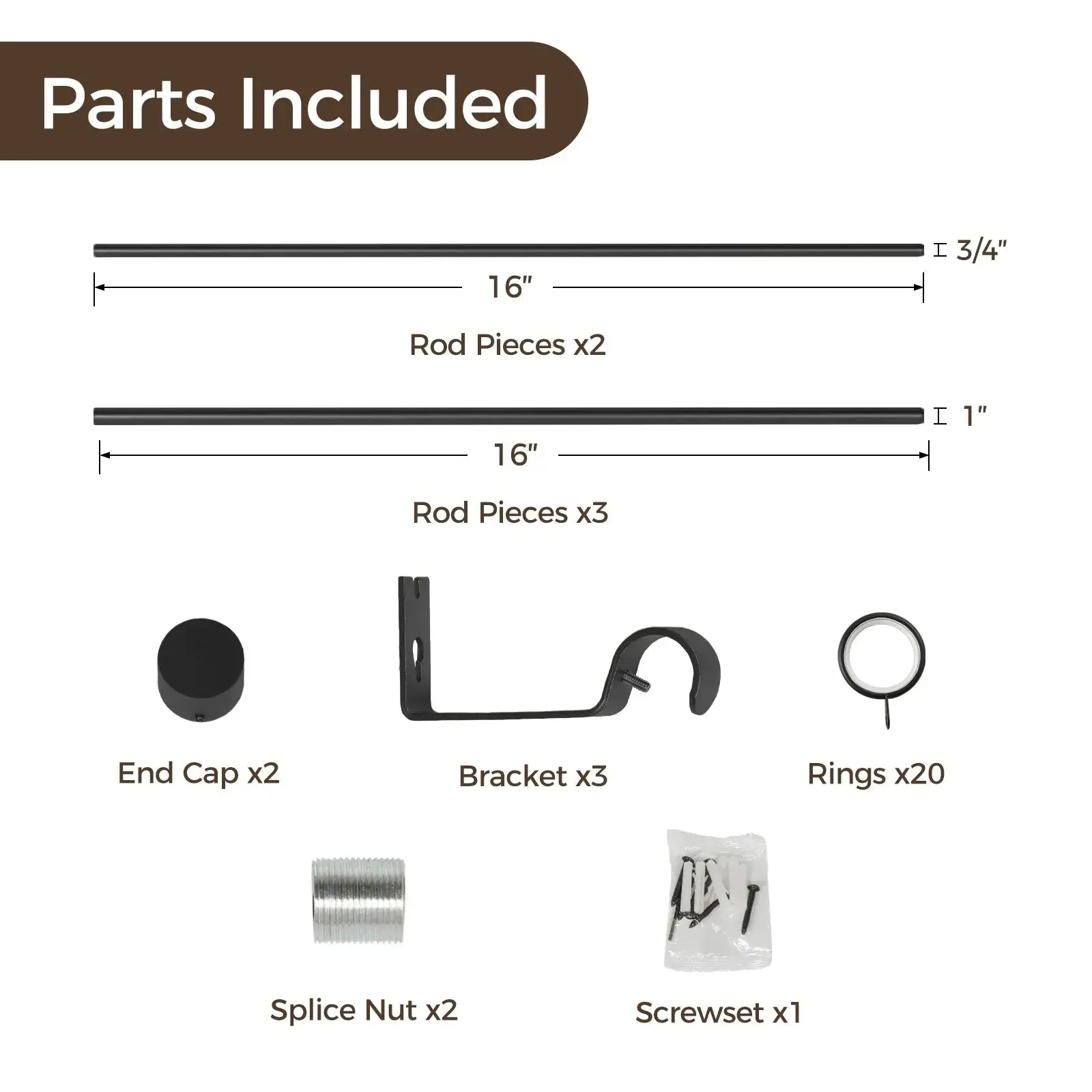 Jaylon Adjustable Curtain Rod with Rings - Image 8