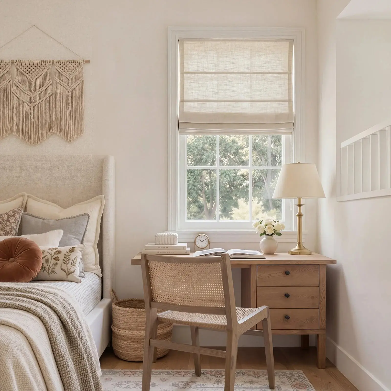 Liz Linen Window Roman Shades Loop Cord Lift - Image 5