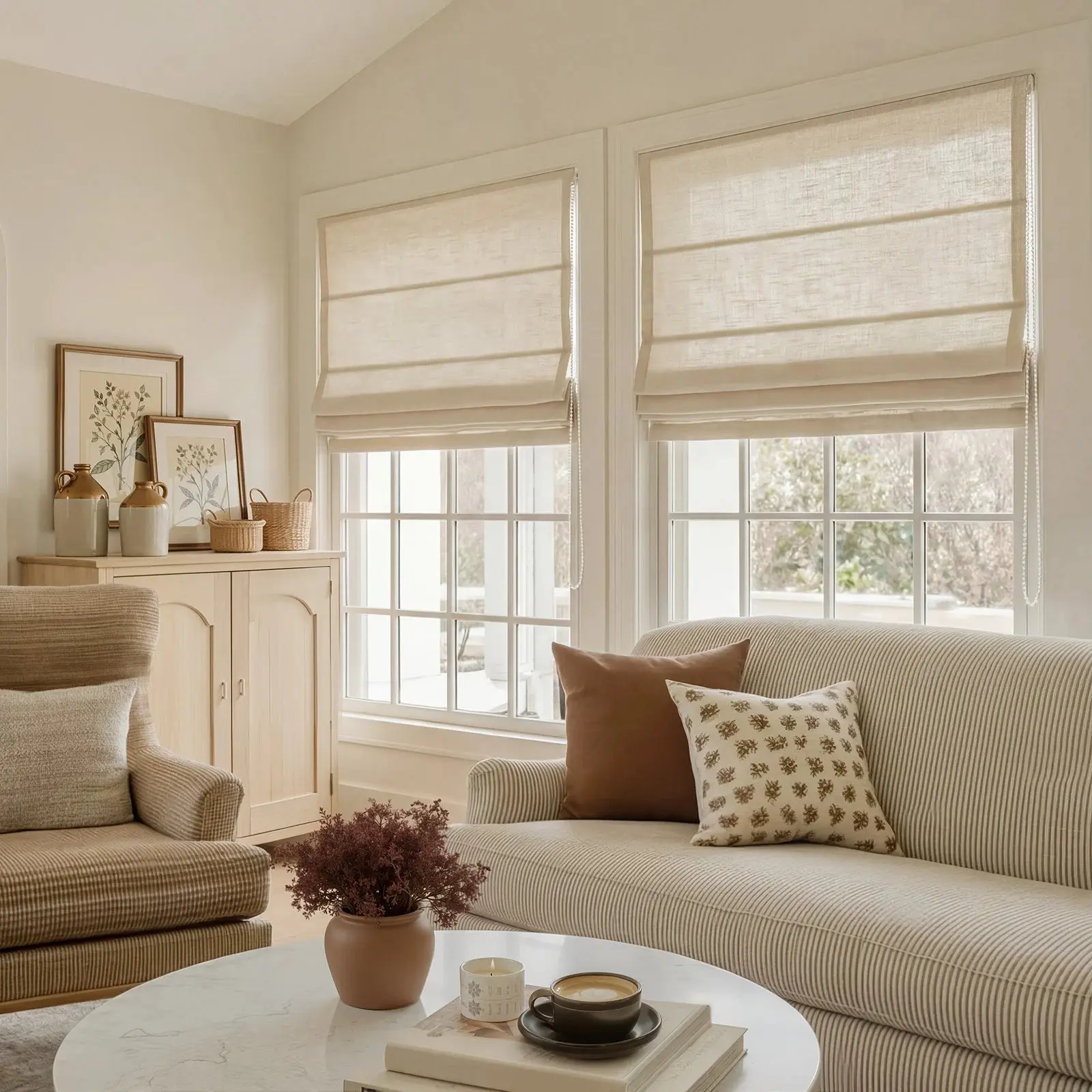 Liz Linen Window Roman Shades Loop Cord Lift - Image 6