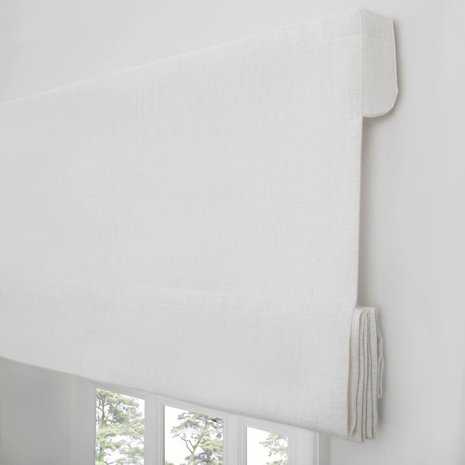 Liz Linen Blend Roman Shade Cordless - Wooden Headrail - Image 10