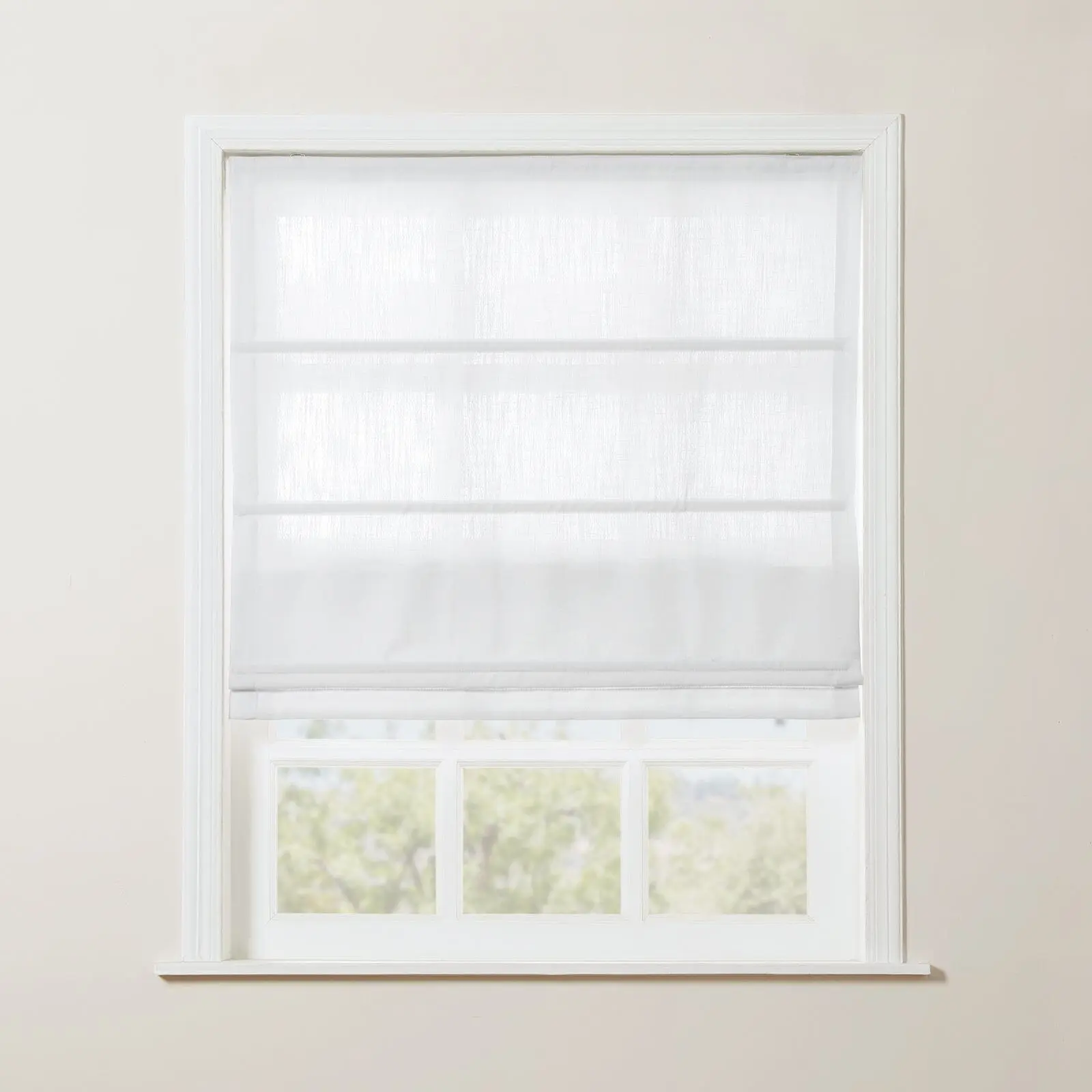 Liz Linen Blend Roman Shade Cordless - Wooden Headrail - Image 12