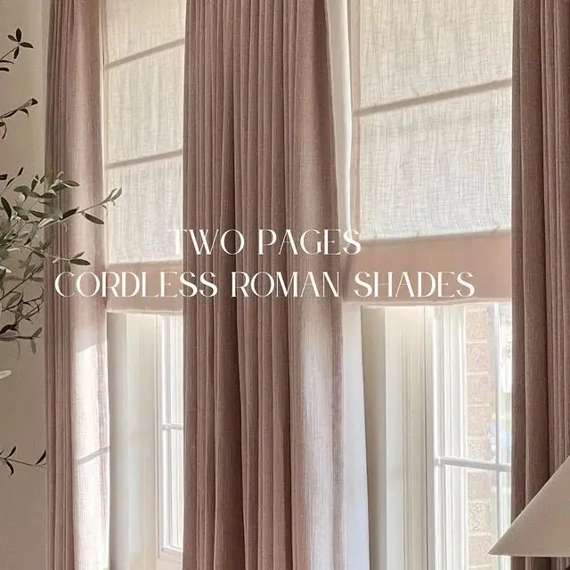 Liz Linen Blend Roman Shade Cordless - Wooden Headrail - Image 56
