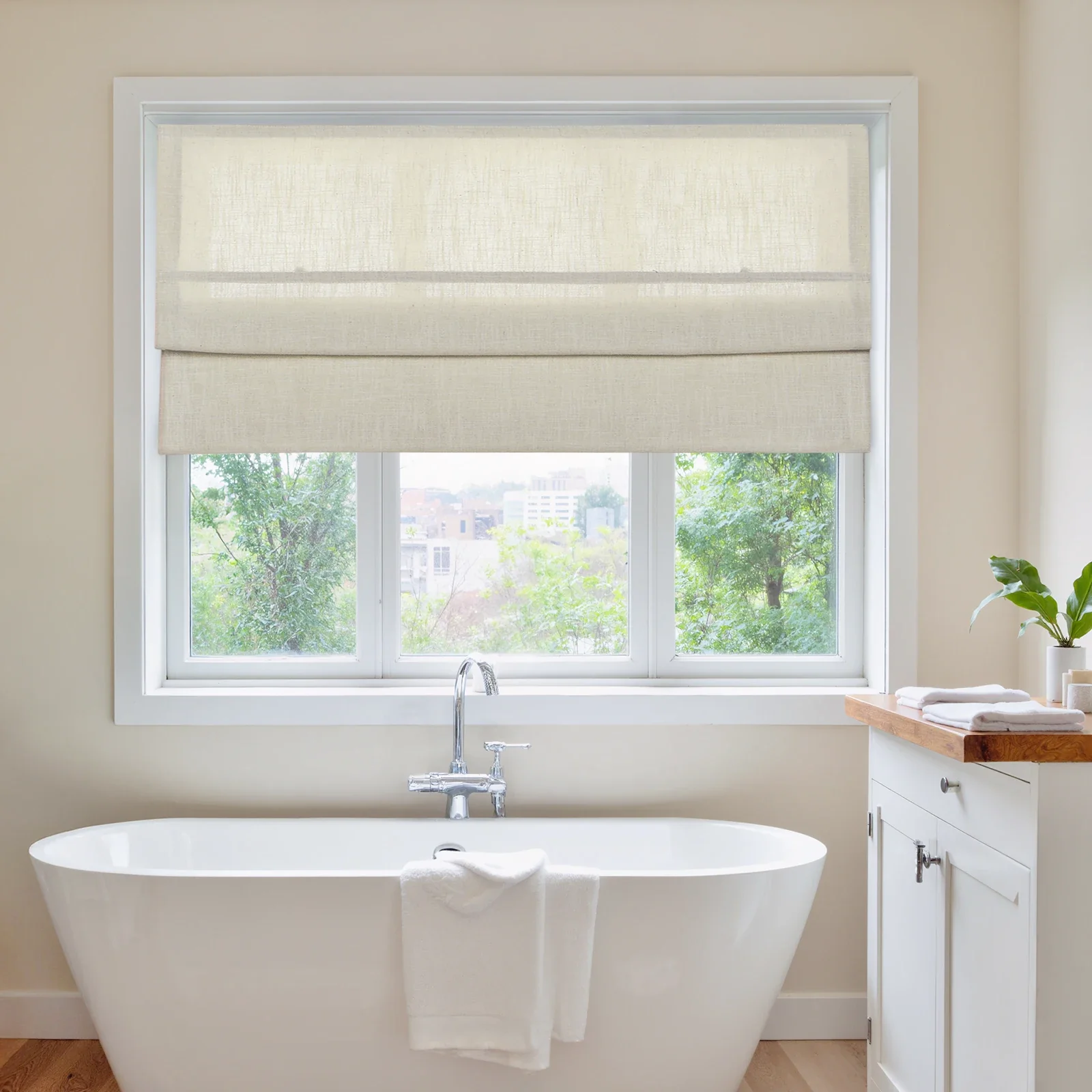 Liz Linen Window Roman Shades Loop Cord Lift - Image 12