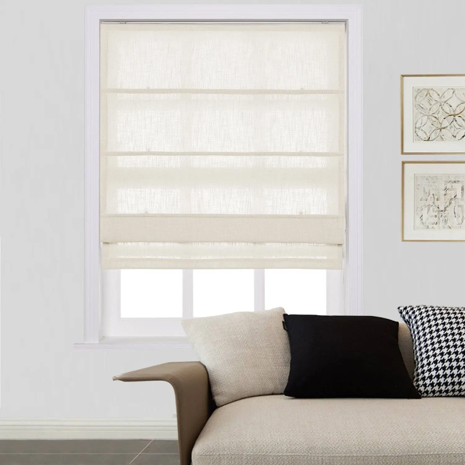 Liz Linen Window Roman Shades Loop Cord Lift - Image 24