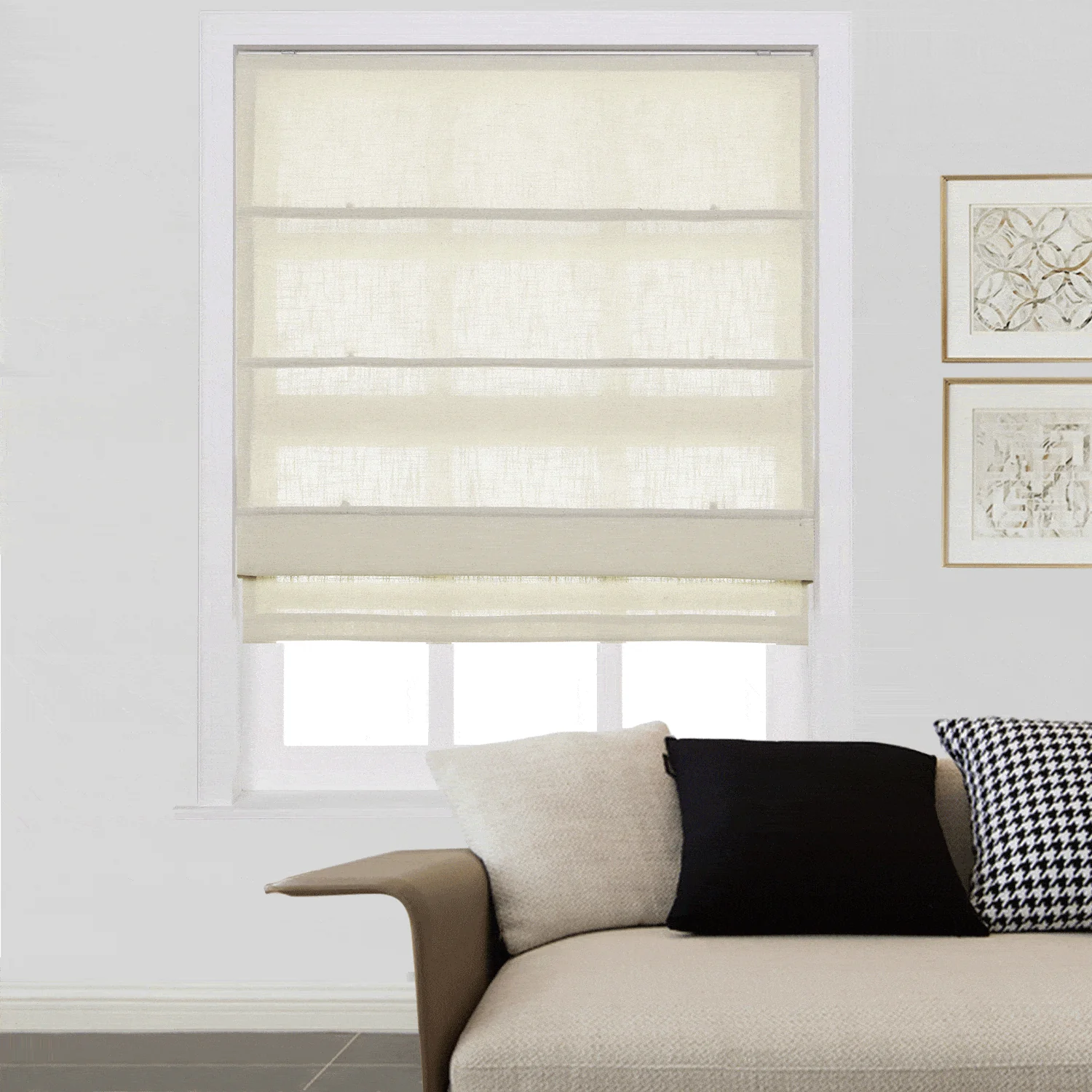 Liz Linen Window Roman Shades Loop Cord Lift - Image 25