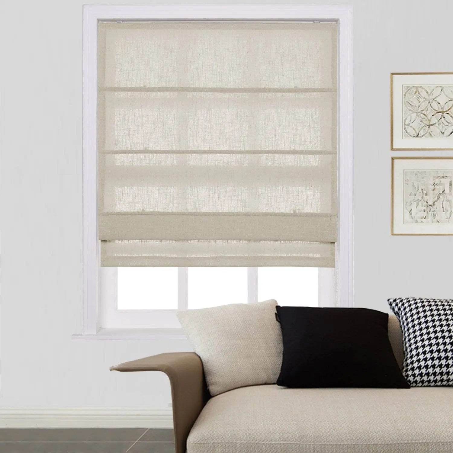 Liz Linen Window Roman Shades Loop Cord Lift - Image 26