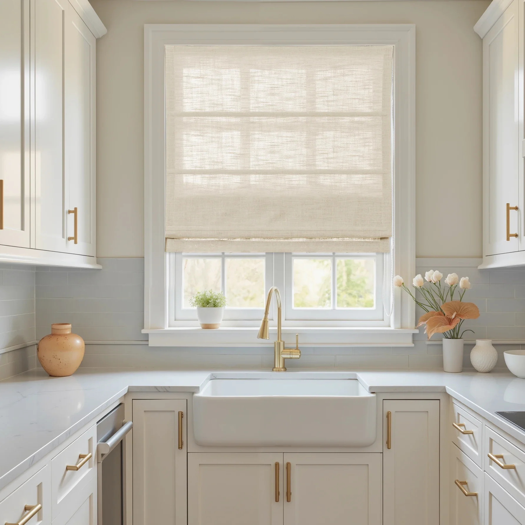 Liz Linen Window Roman Shades Loop Cord Lift - Image 3