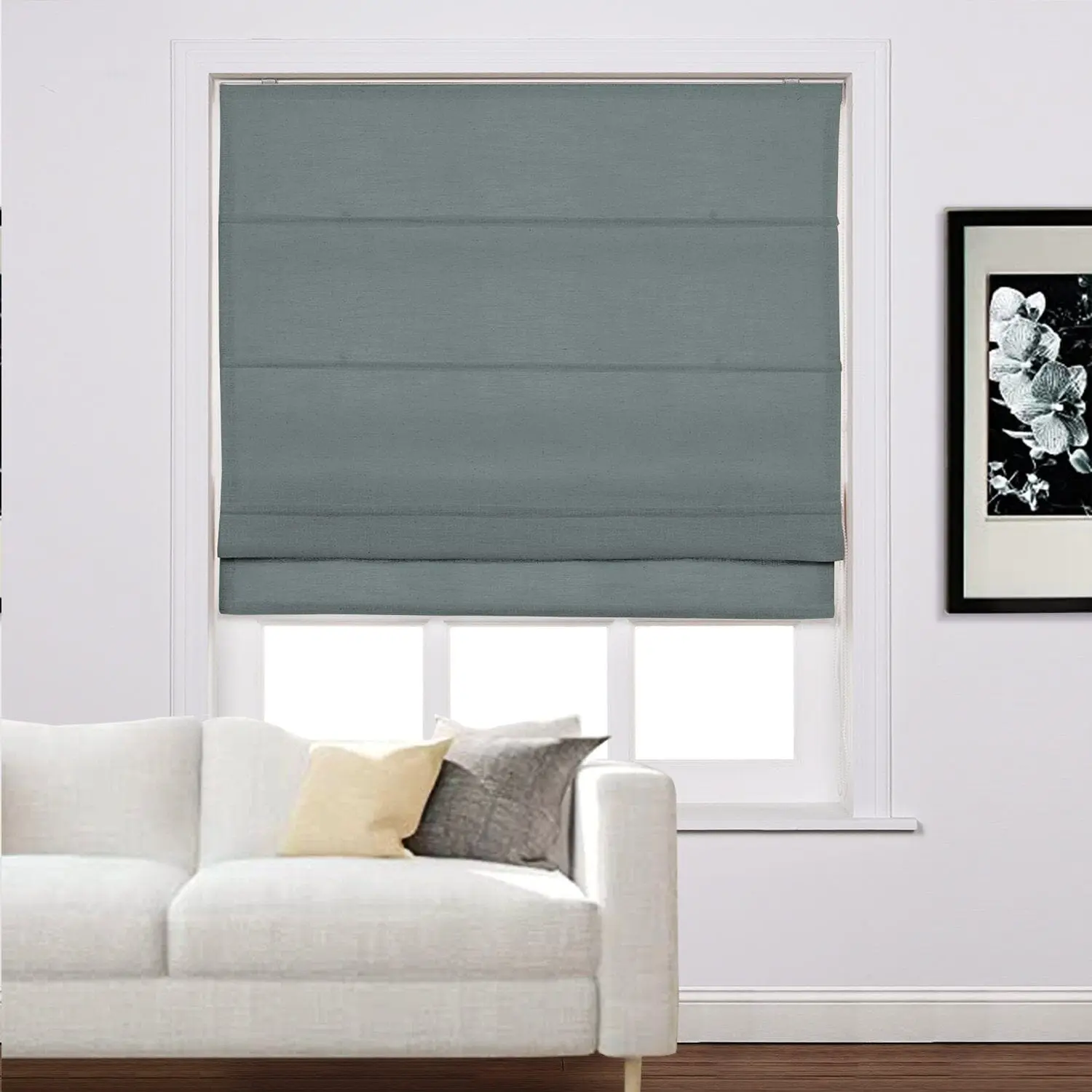 Liz Linen Window Roman Shades Loop Cord Lift - Image 34