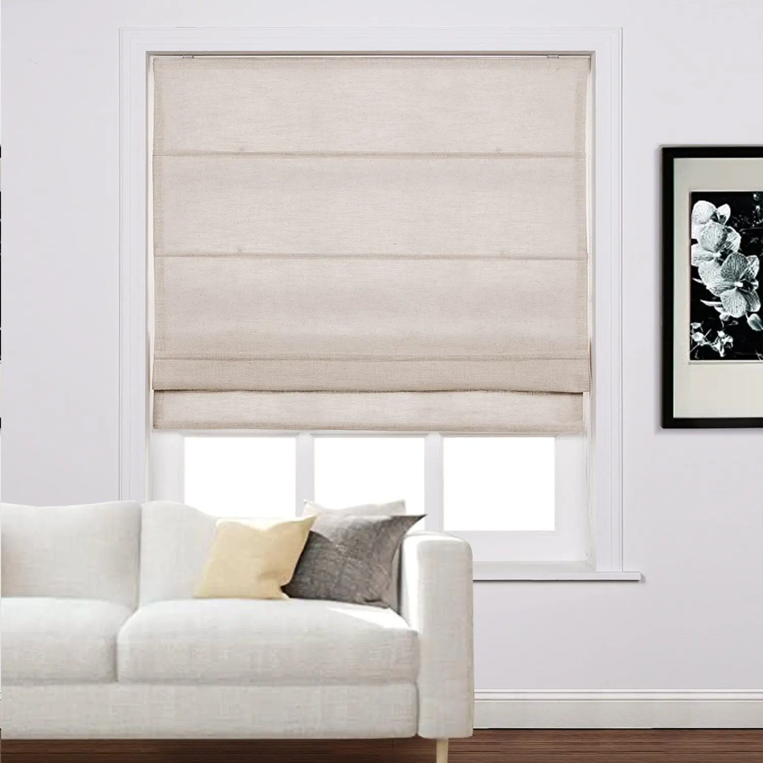 Liz Linen Window Roman Shades Loop Cord Lift - Image 35