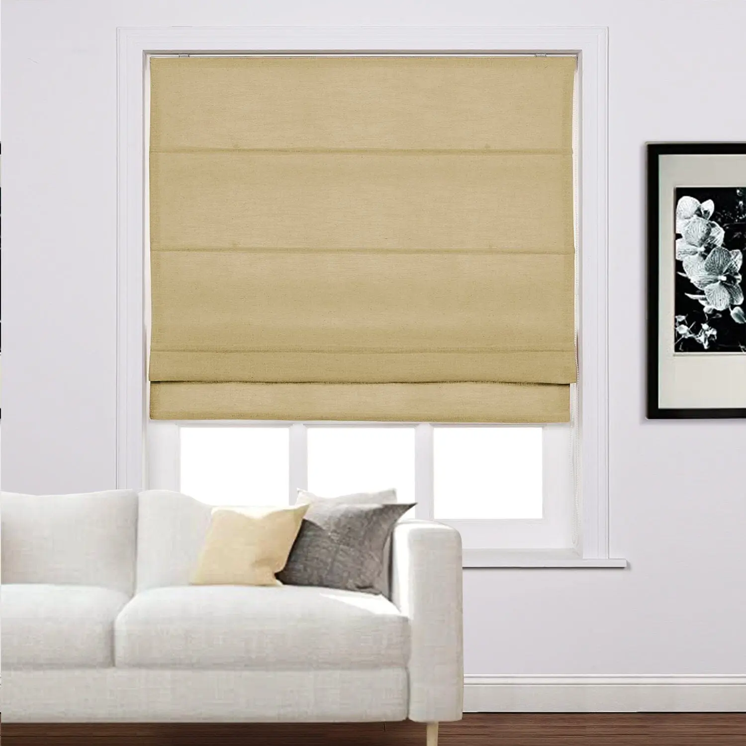 Liz Linen Window Roman Shades Loop Cord Lift - Image 41