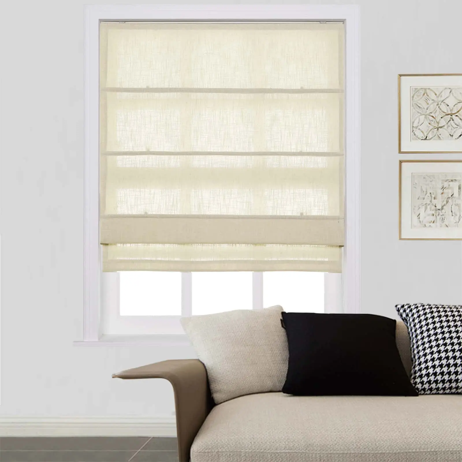 Liz Linen Window Roman Shades Loop Cord Lift - Image 47