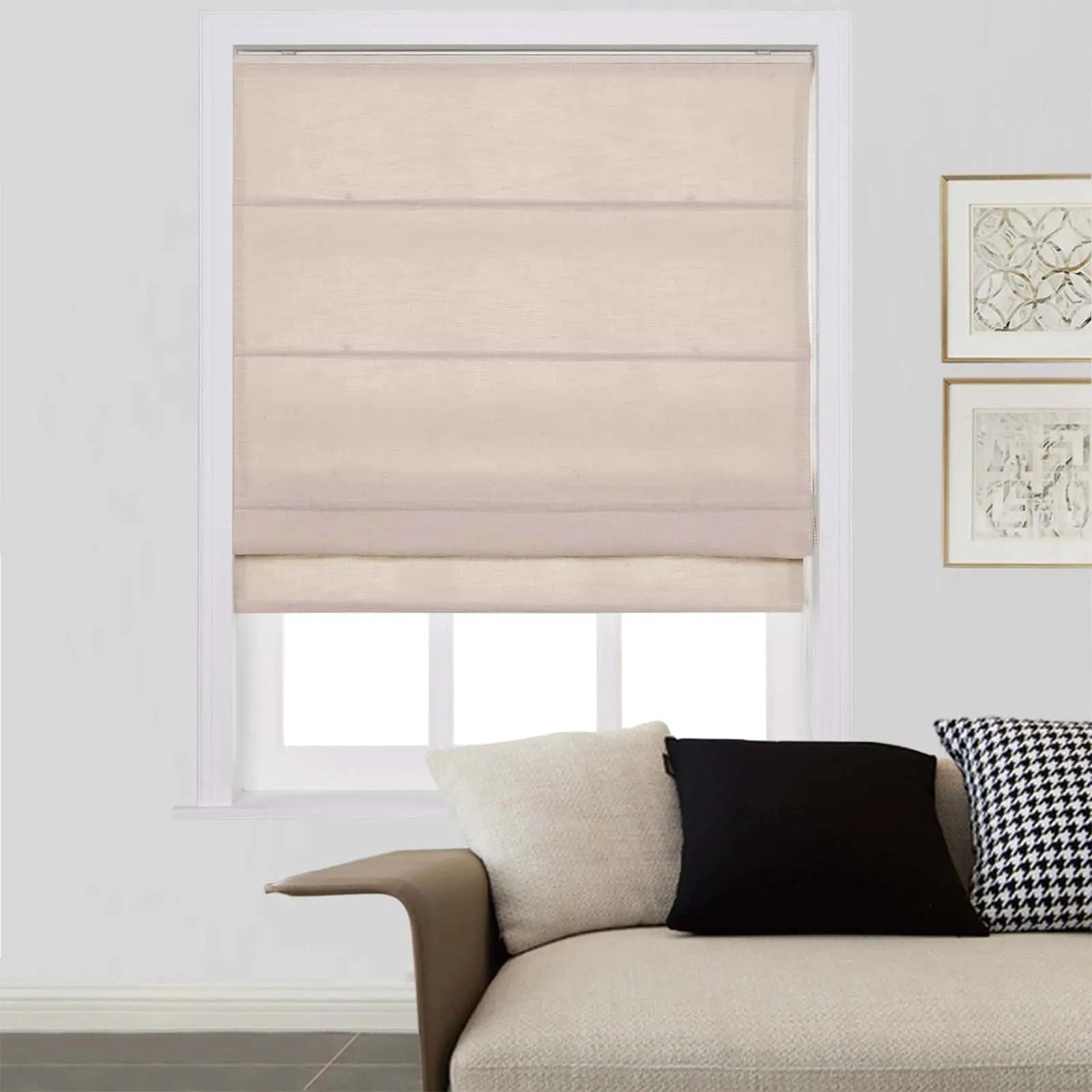 Liz Linen Window Roman Shades Loop Cord Lift - Image 48