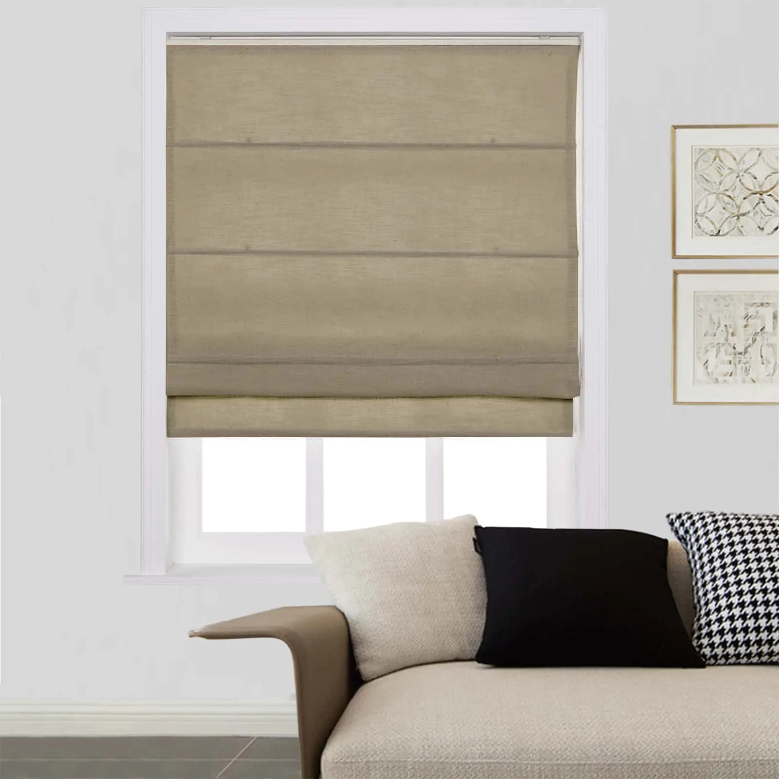 Liz Linen Window Roman Shades Loop Cord Lift - Image 49