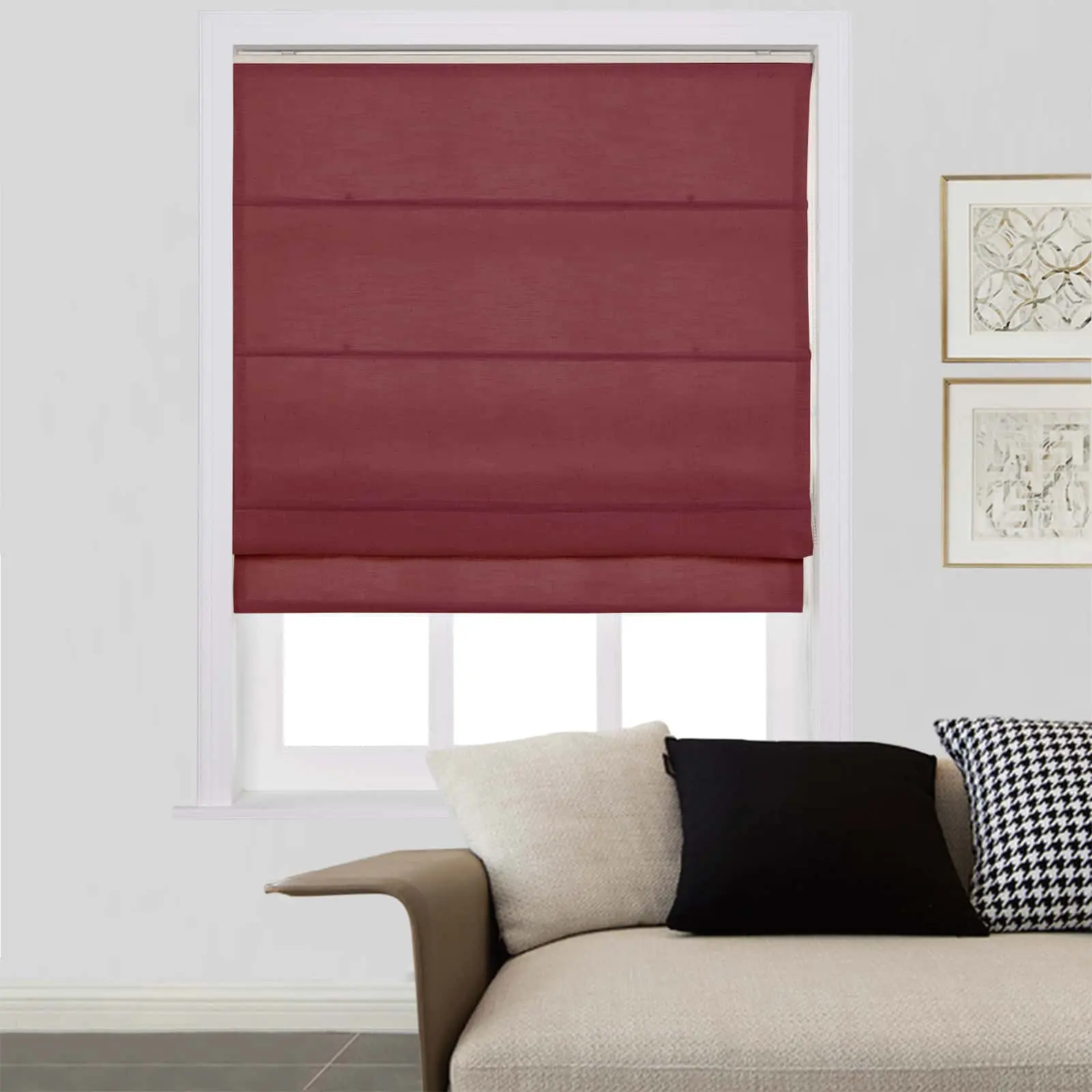 Liz Linen Window Roman Shades Loop Cord Lift - Image 57