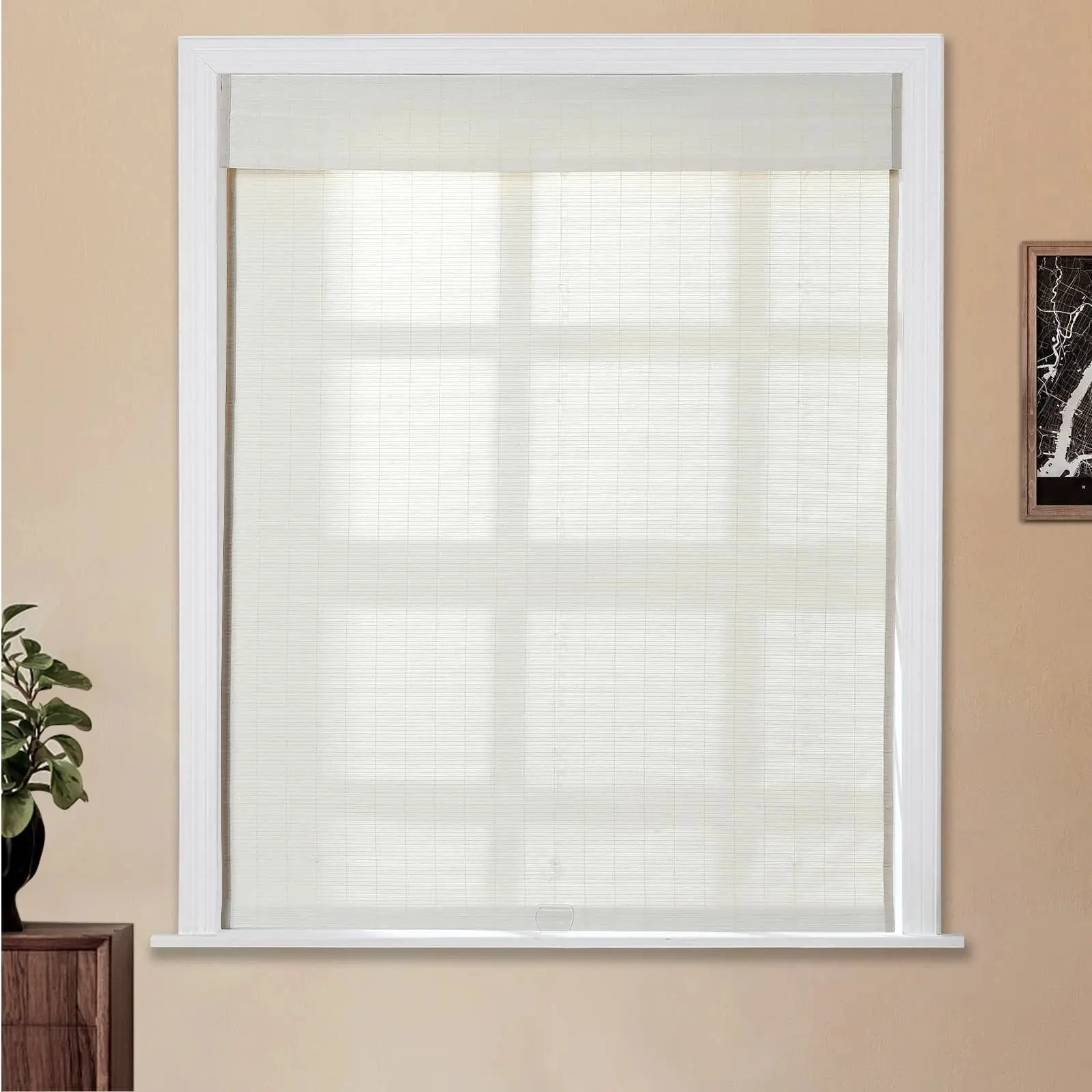 Lay Natural Flax Bamboo Woven Shade - Eggshell - Image 11