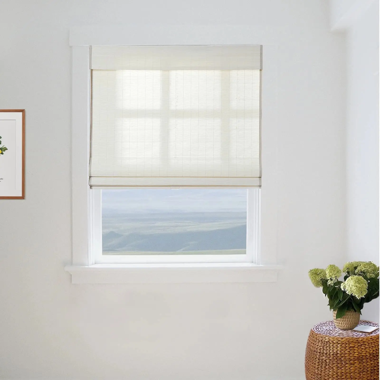 Lay Natural Flax Bamboo Woven Shade - Eggshell - Image 8