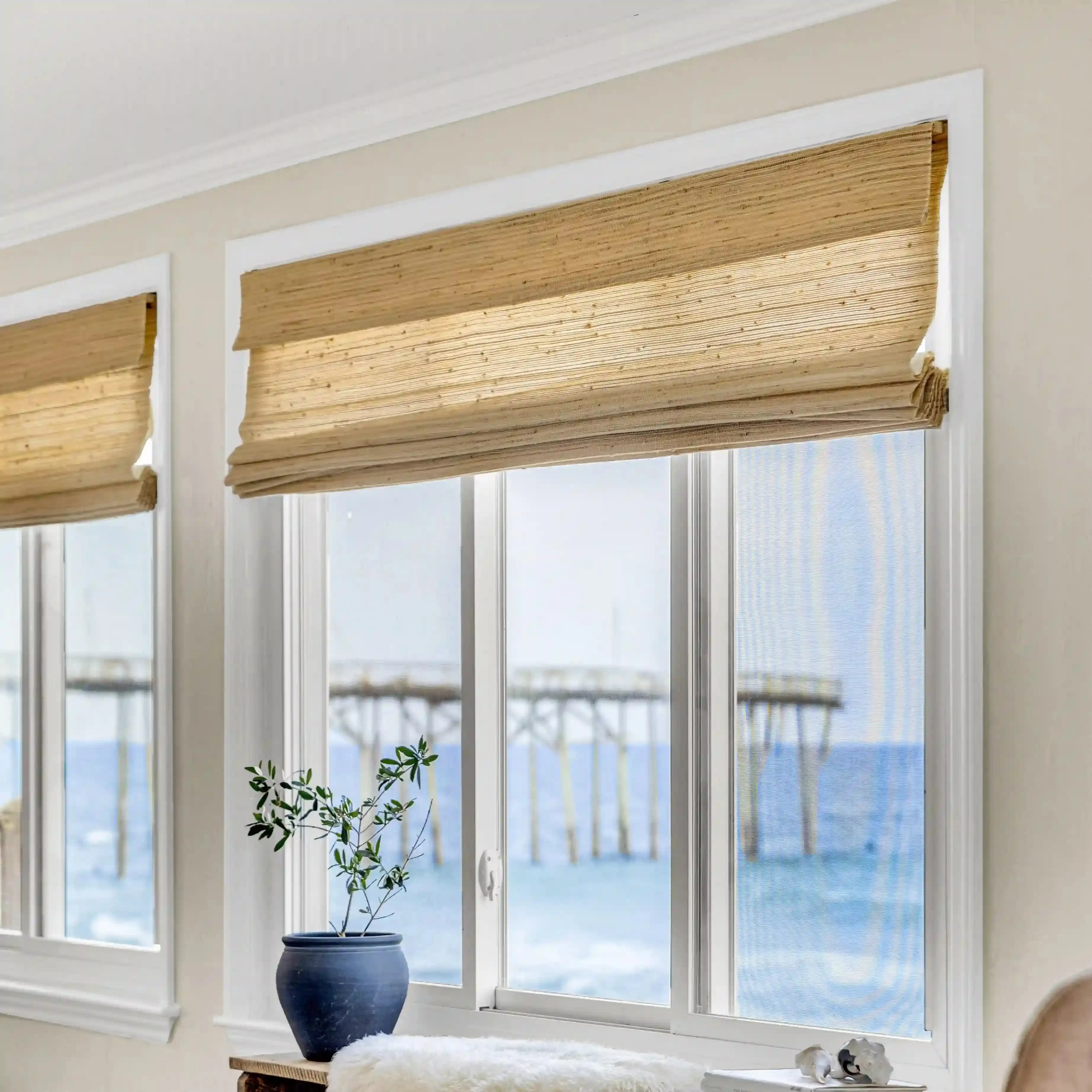 Lay Natural Ramie Bamboo Woven Shade - Beige - Image 4