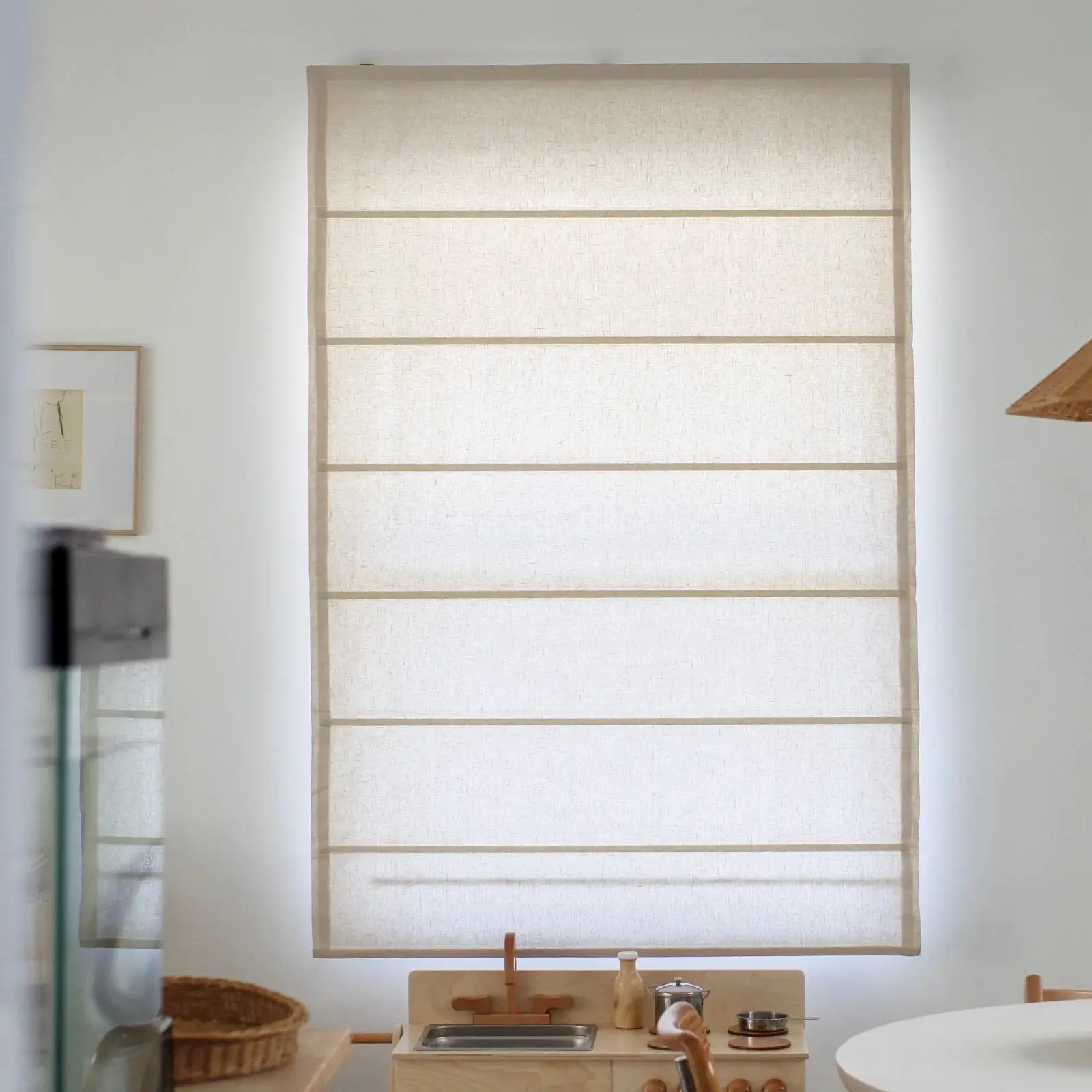 Patti Belgian Linen Roman Shade Cordless - Image 6