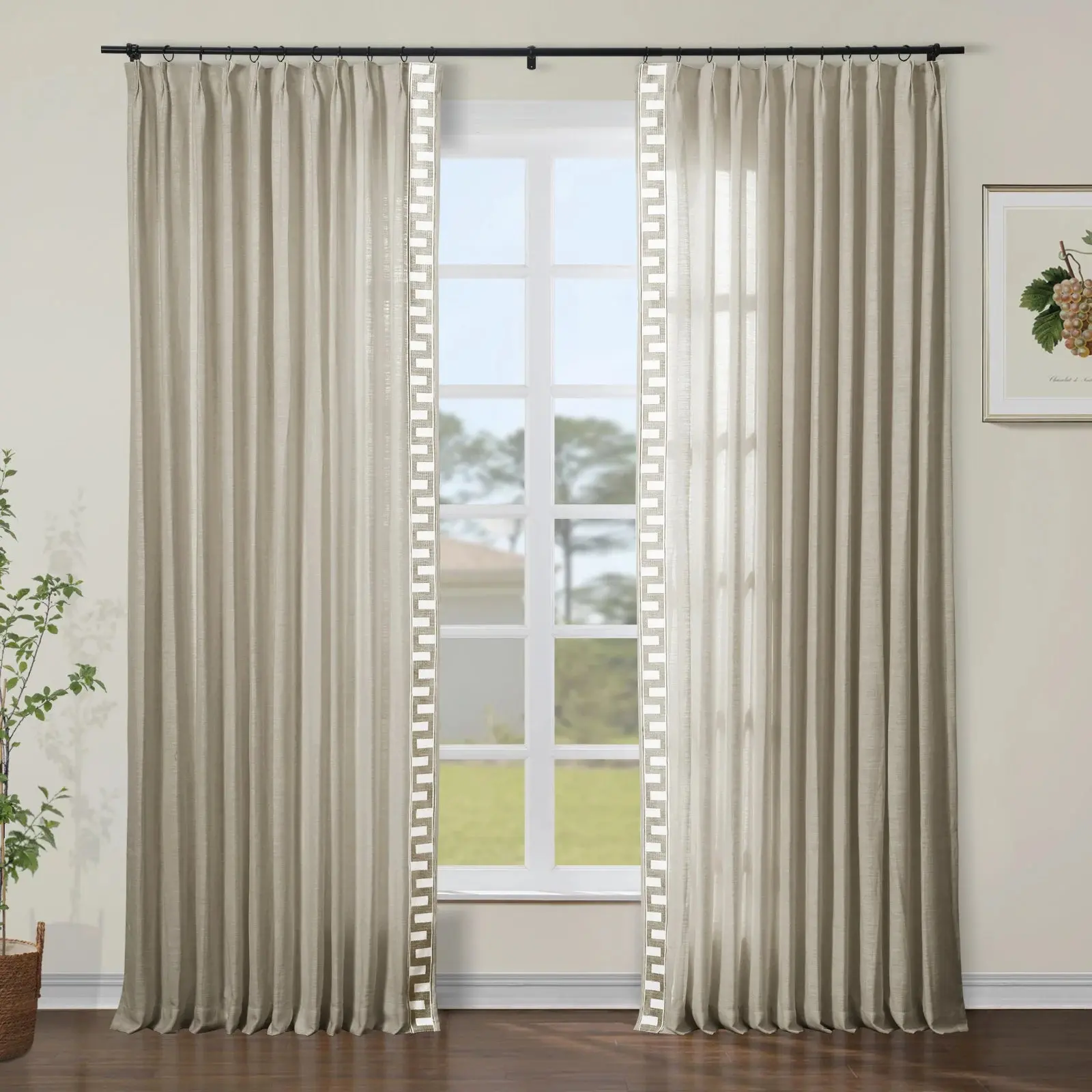 Patti Linen Curtains with Border Trim (Sold per Pair) - Image 9