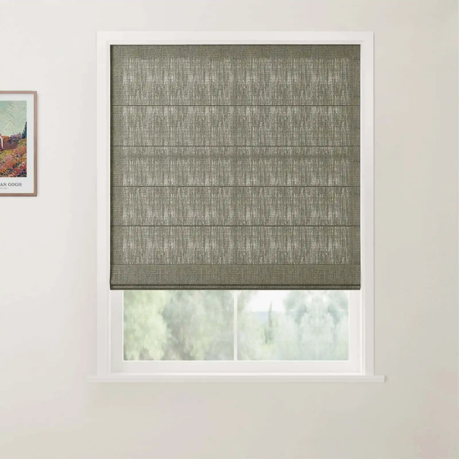 TWOPAGES Patti Linen Flat Fold Roman Shade Cordless - Image 24