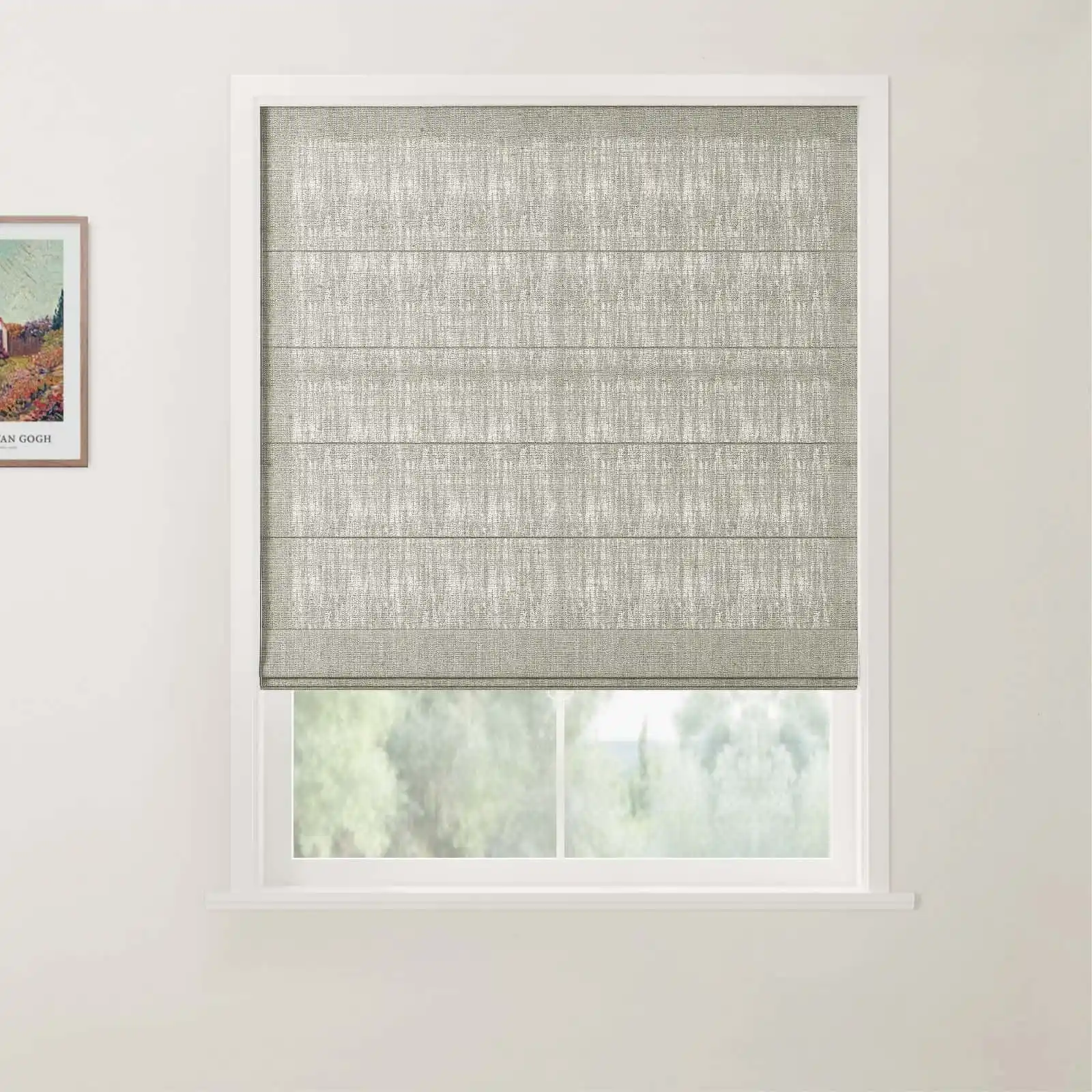 TWOPAGES Patti Linen Flat Fold Roman Shade Cordless - Image 25