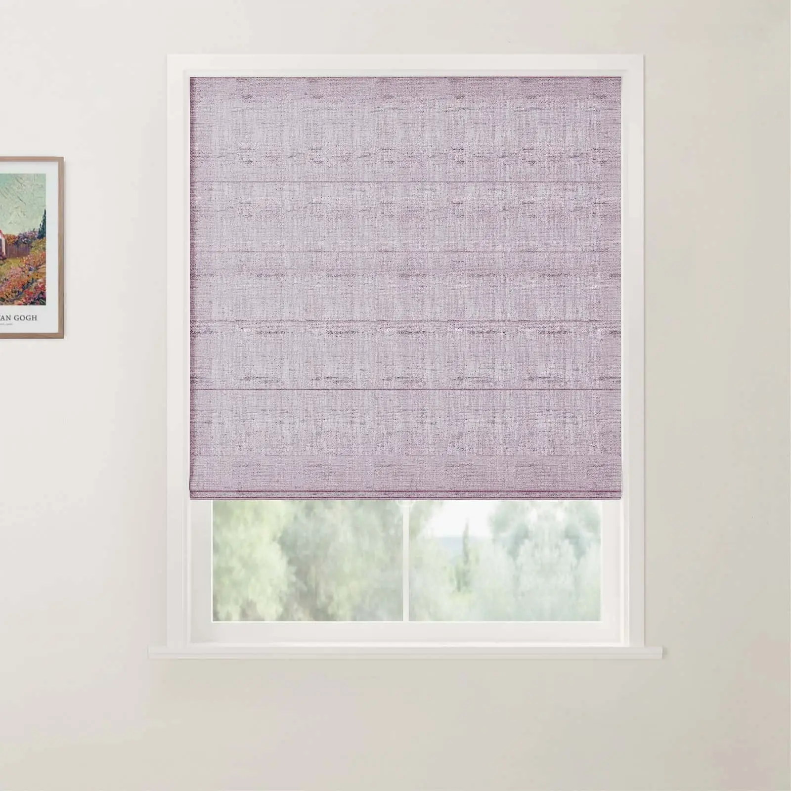 TWOPAGES Patti Linen Flat Fold Roman Shade Cordless - Image 30