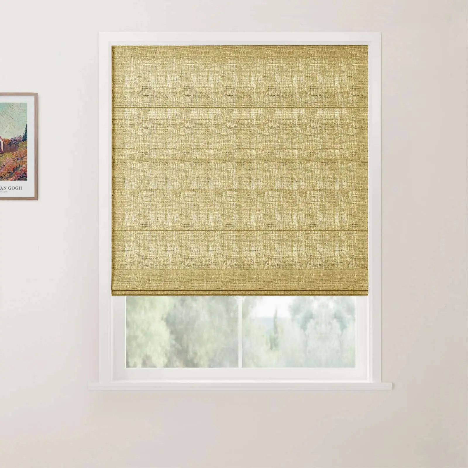 TWOPAGES Patti Linen Flat Fold Roman Shade Cordless - Image 38