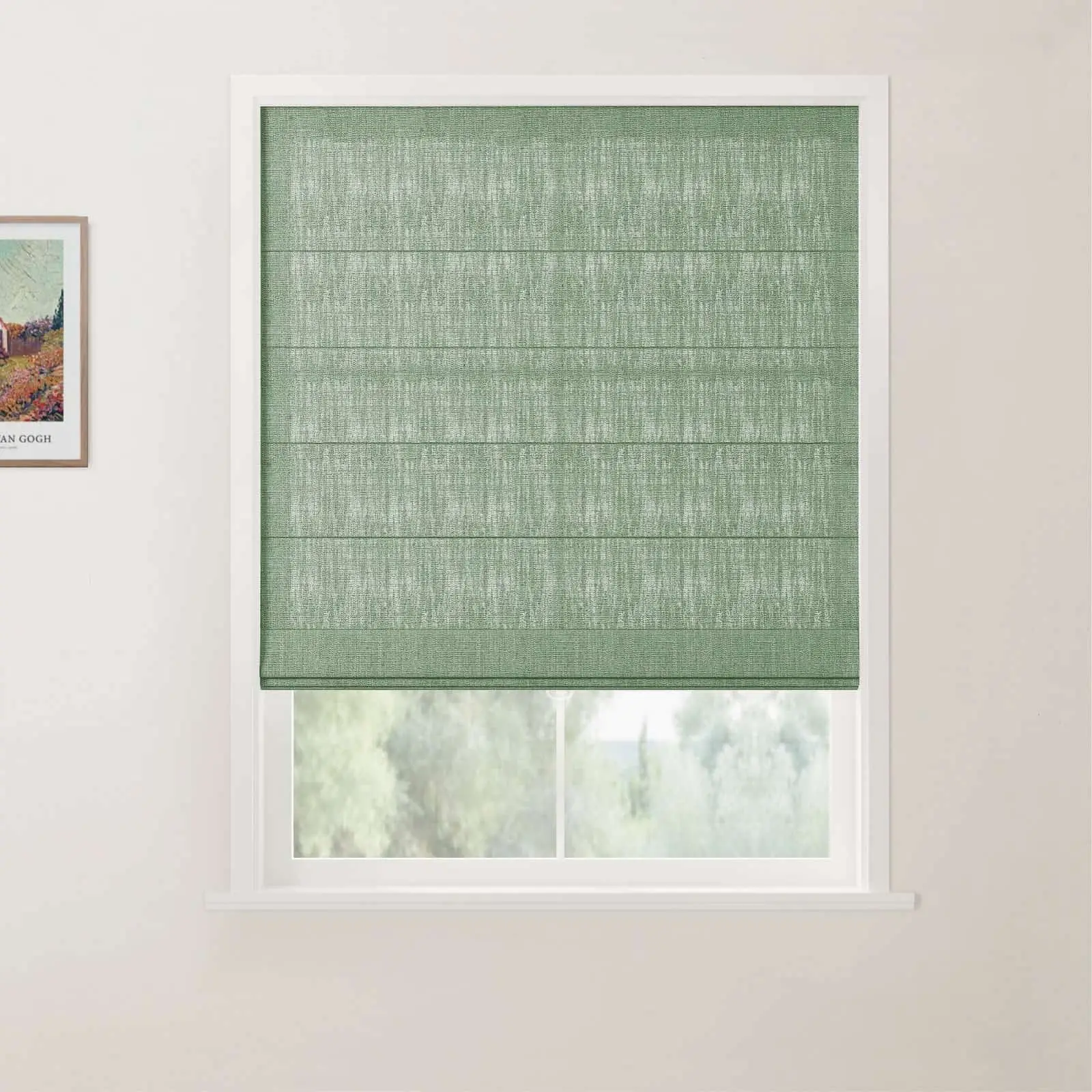 TWOPAGES Patti Linen Flat Fold Roman Shade Cordless - Image 42