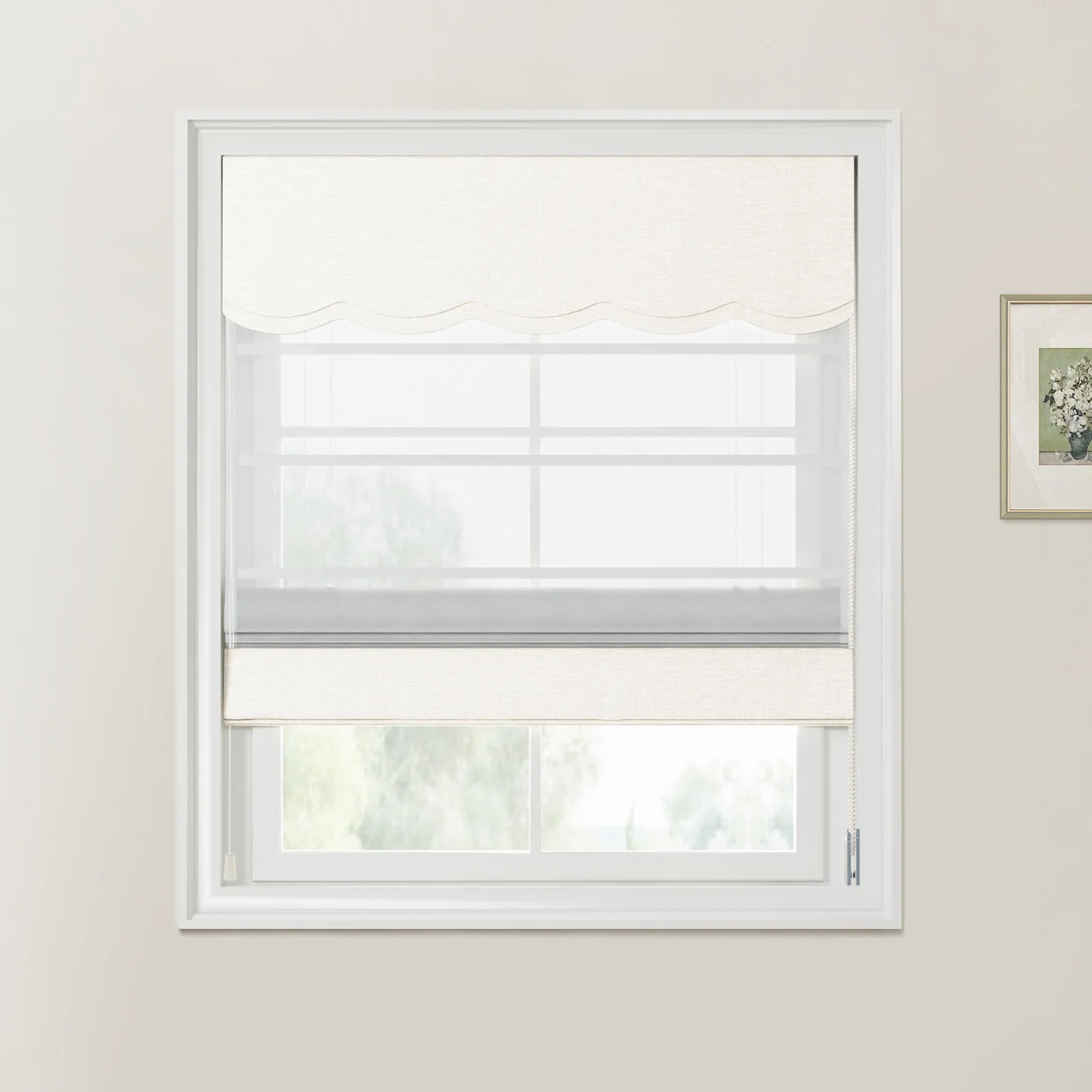 Custom Valanced Day Night Roman Shade Cord Lift - Image 46