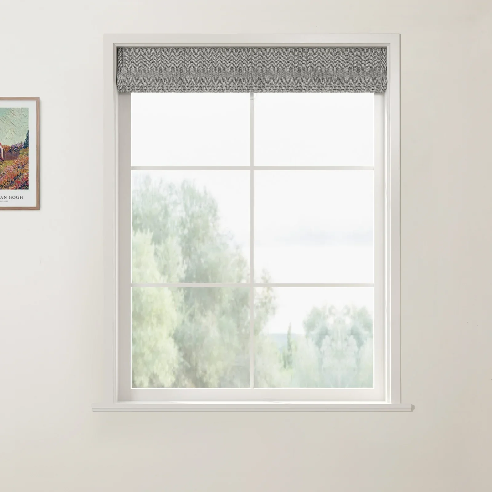 Ron Linen Cotton Herringbone Front Slat Roman Shade Cordless - Image 18