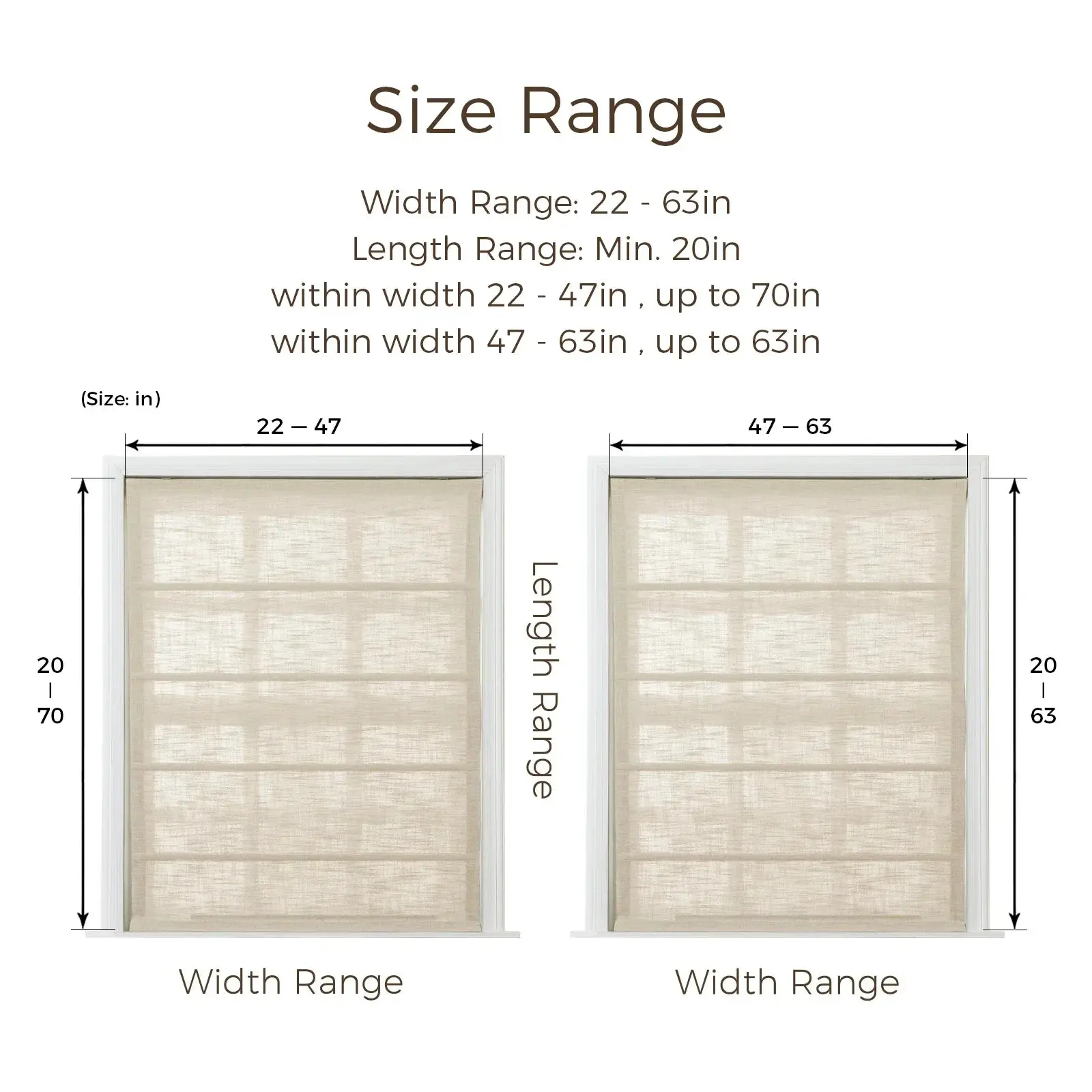 TWOPAGES Liz™  Linen Roman Shade Cordless Plus Size - Image 14