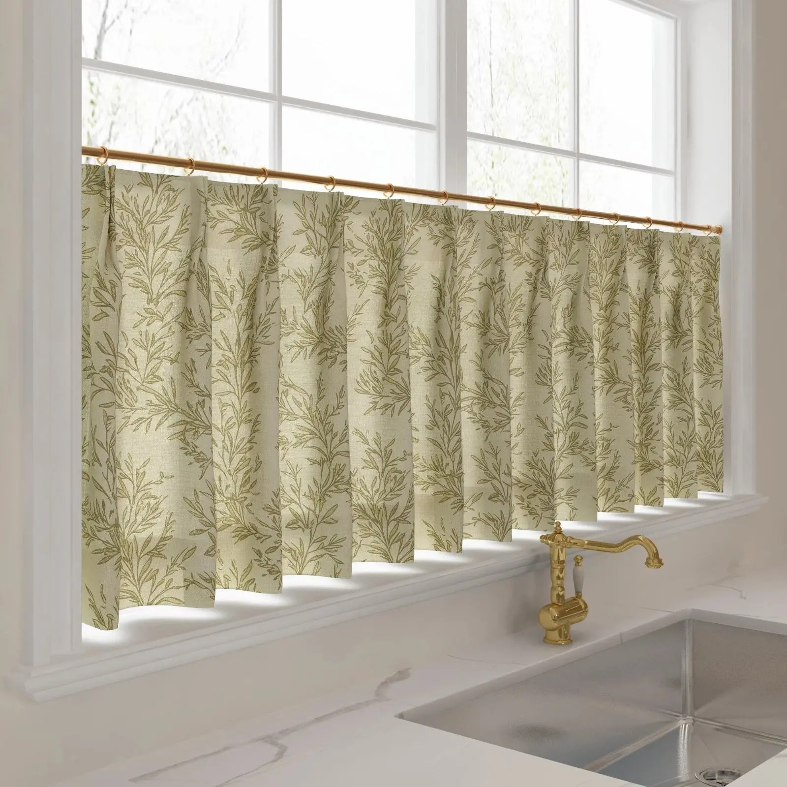 Sara Le Print Linen Pleated Cafe Curtains - Image 21