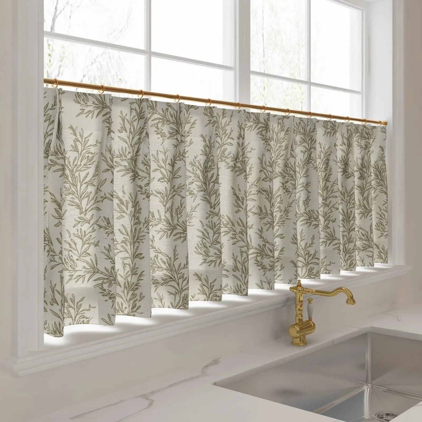 Sara Le Print Linen Pleated Cafe Curtains - Image 24