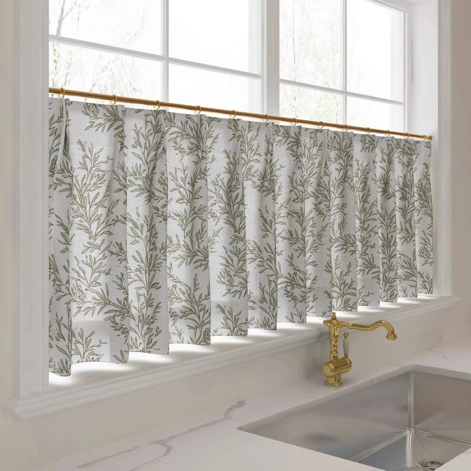 Sara Le Print Linen Pleated Cafe Curtains - Image 36