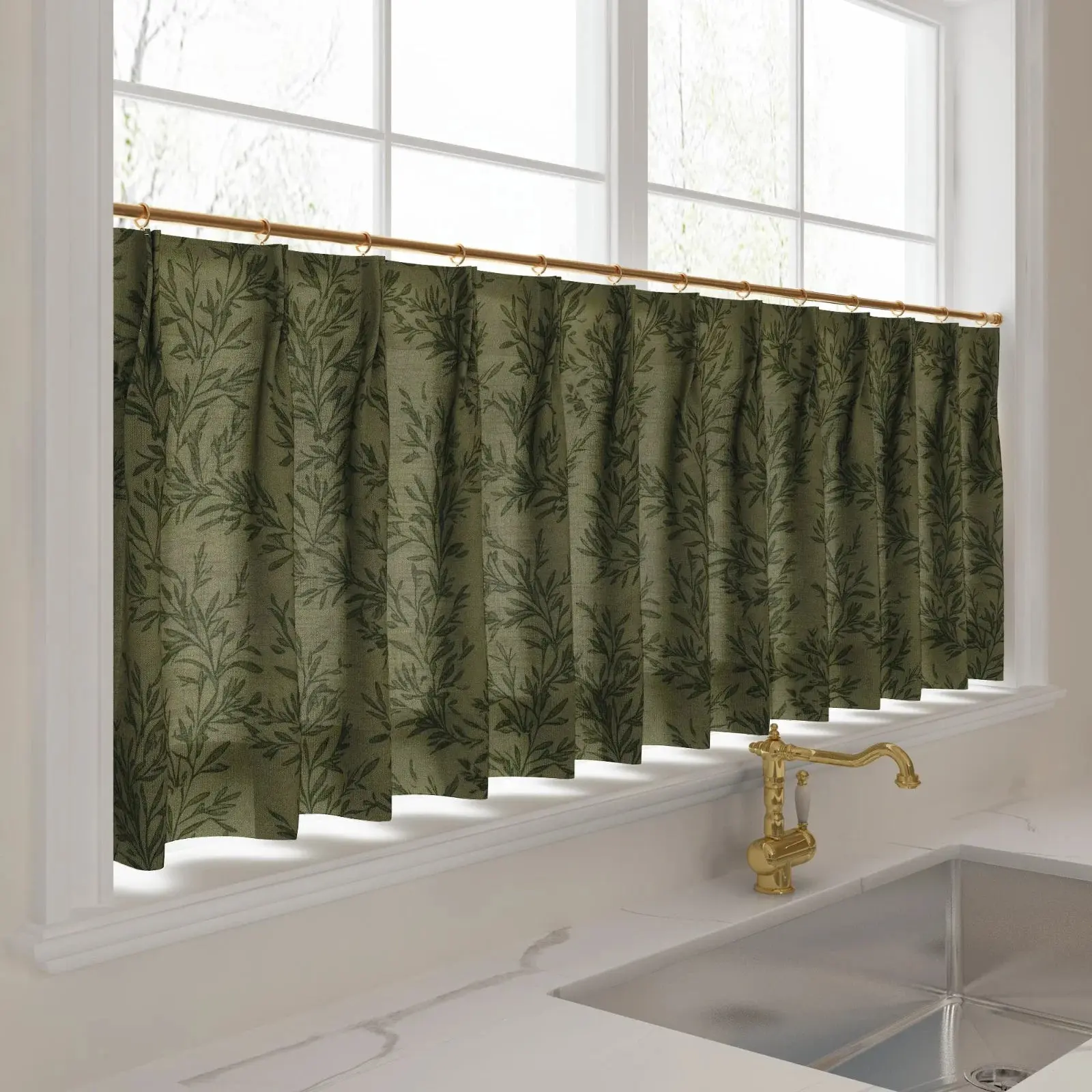 Sara Le Print Linen Pleated Cafe Curtains - Image 42