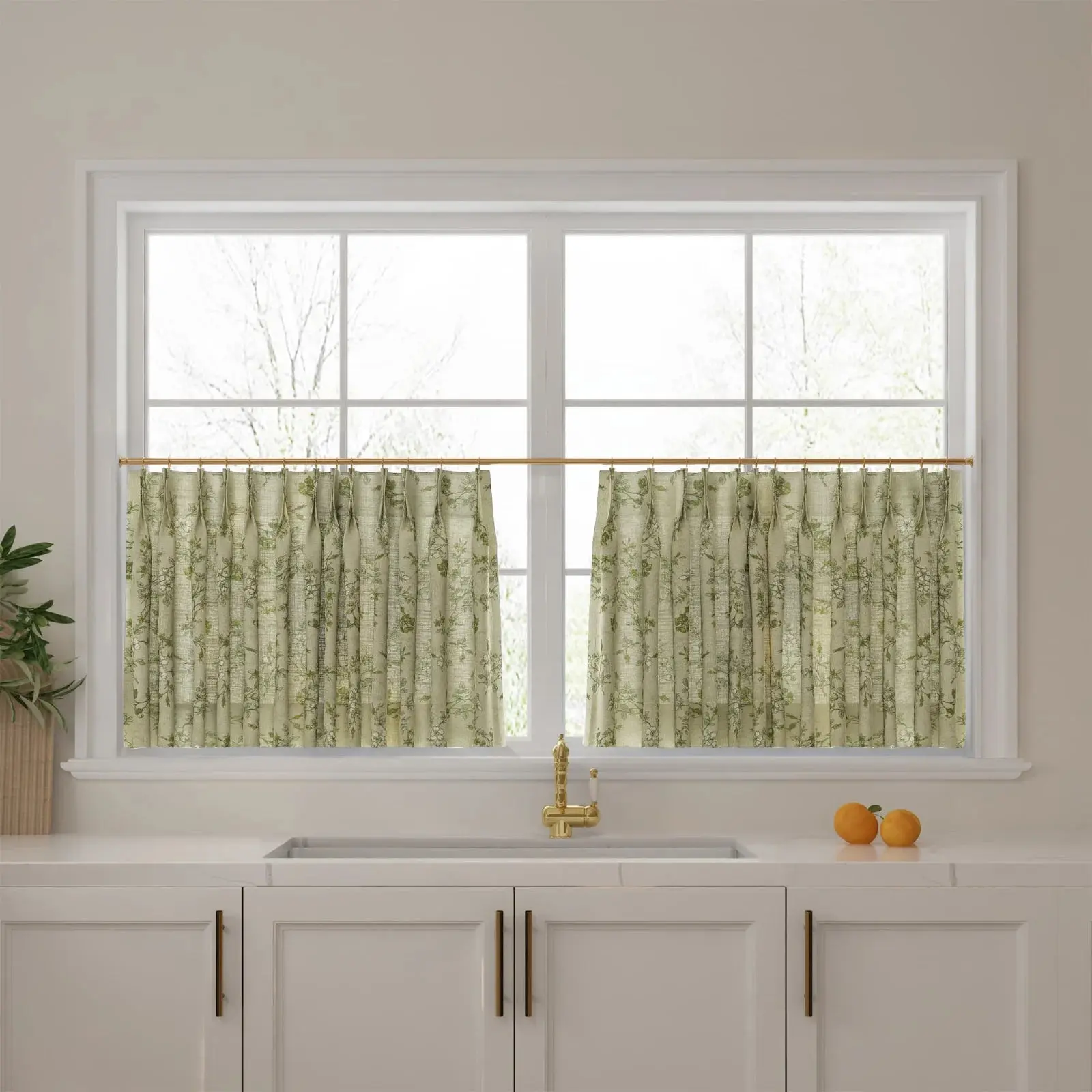 Sara Le Print Linen Pleated Cafe Curtains - Image 58