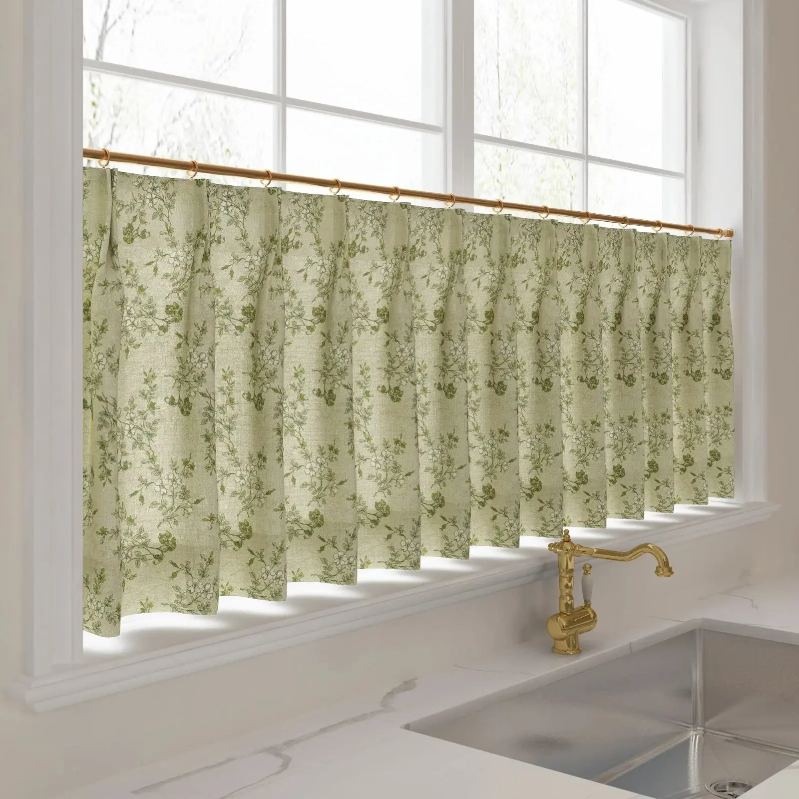 Sara Le Print Linen Pleated Cafe Curtains - Image 60