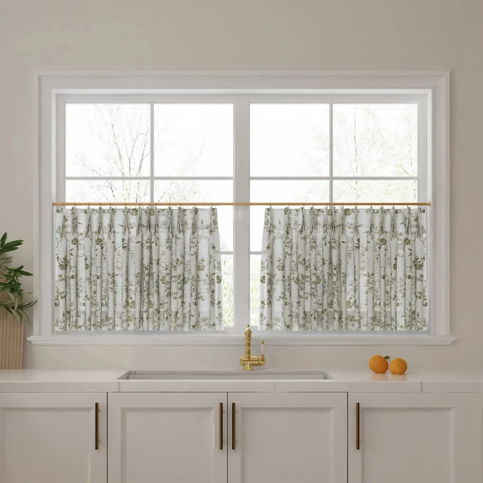Sara Le Print Linen Pleated Cafe Curtains - Image 61