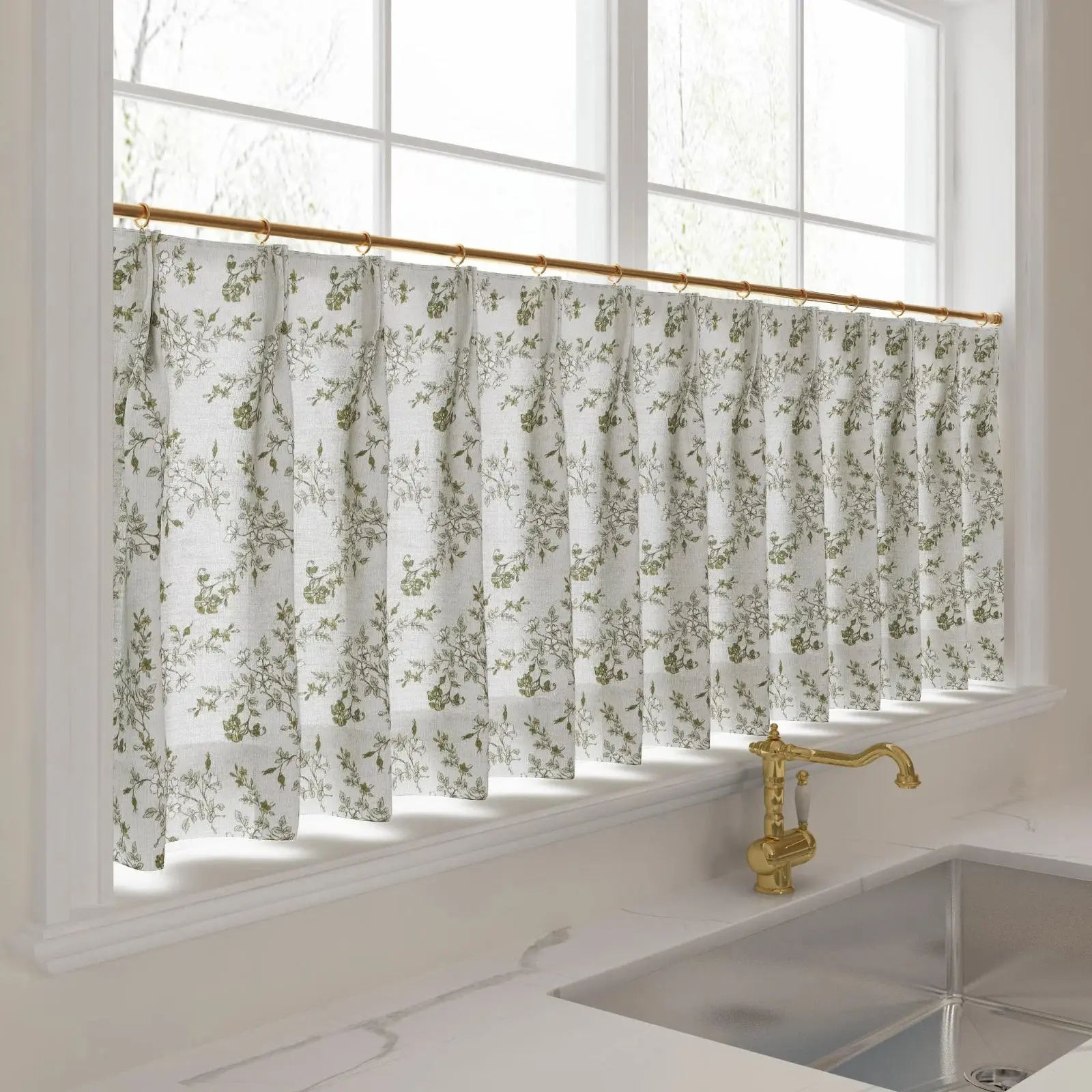 Sara Le Print Linen Pleated Cafe Curtains - Image 63
