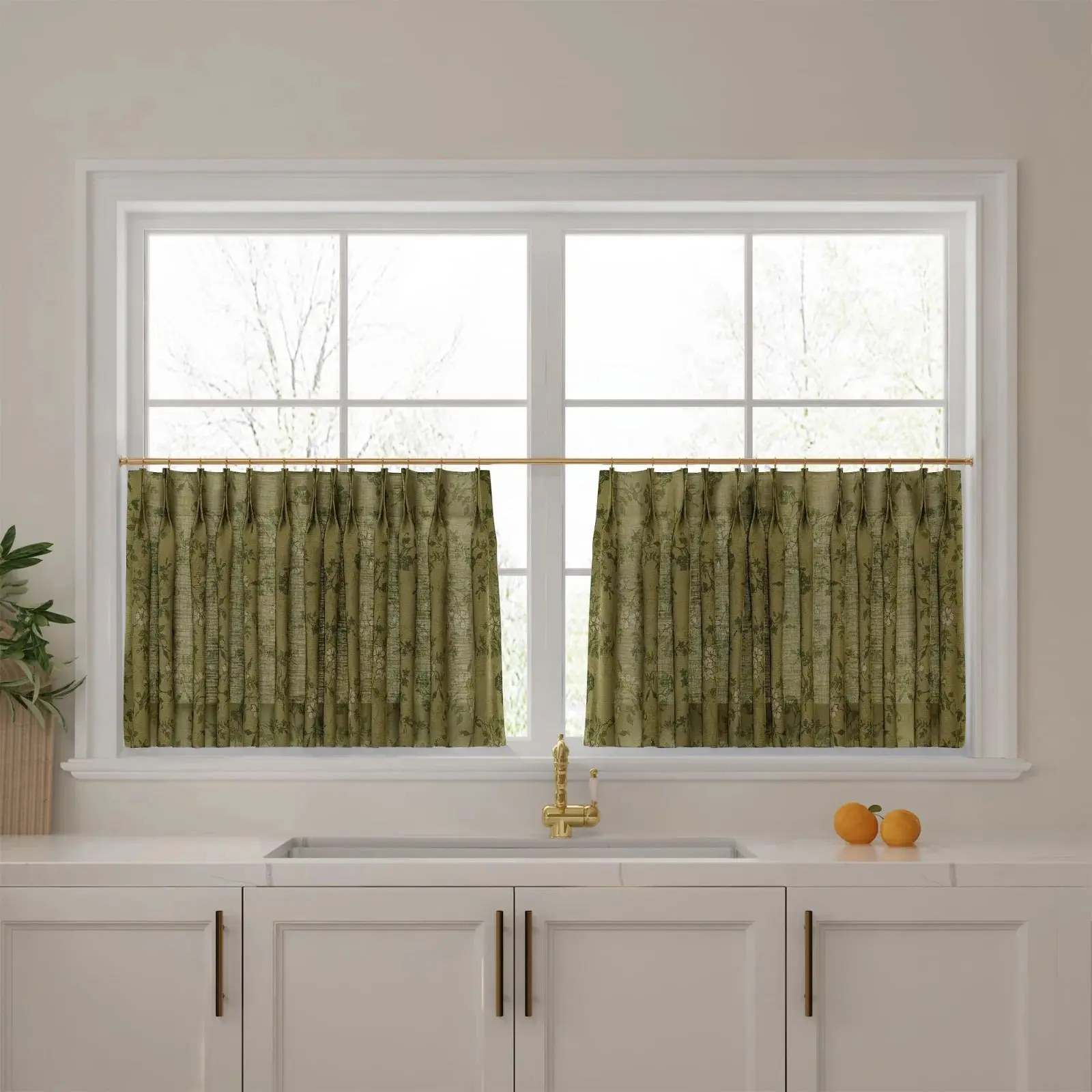 Sara Le Print Linen Pleated Cafe Curtains - Image 64