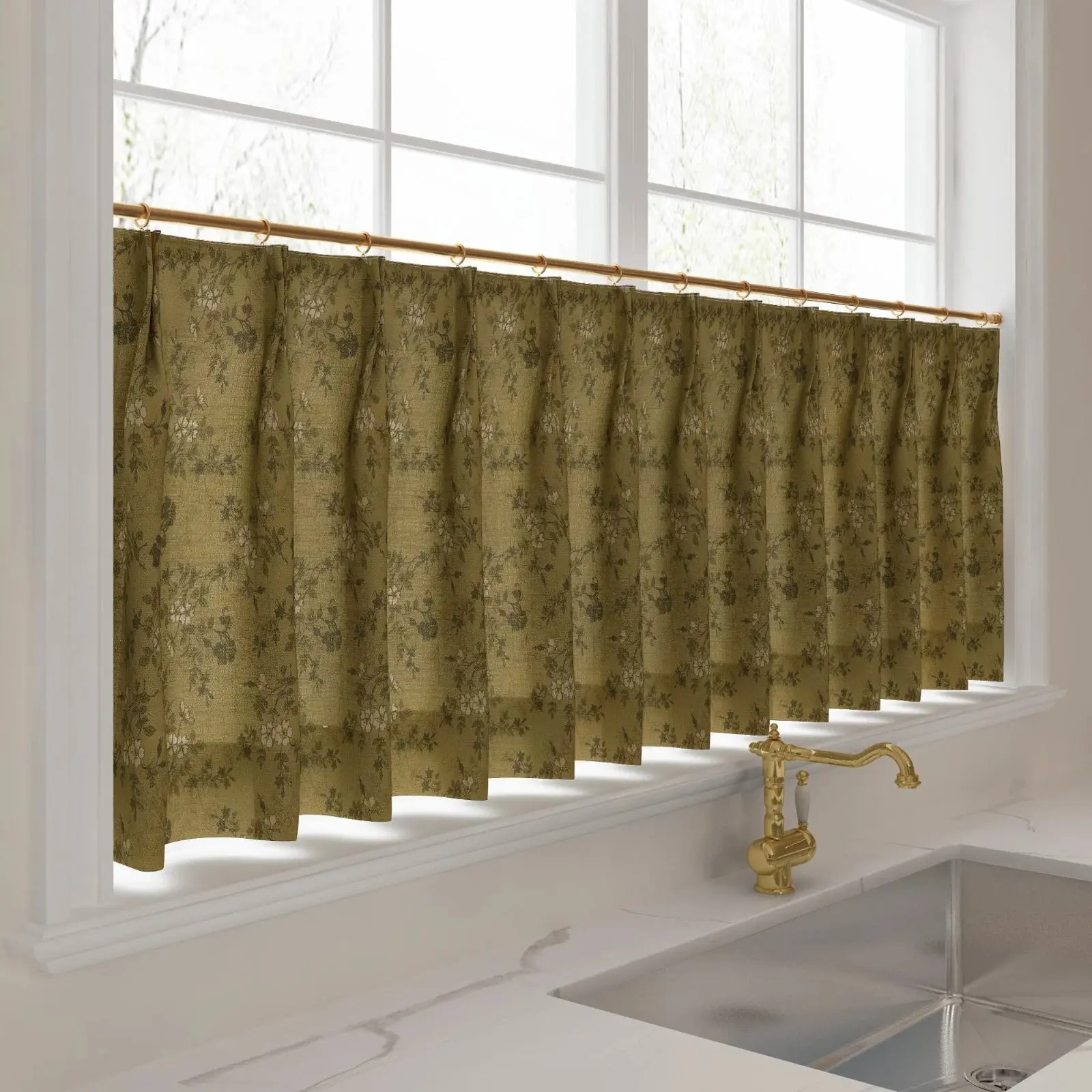Sara Le Print Linen Pleated Cafe Curtains - Image 69