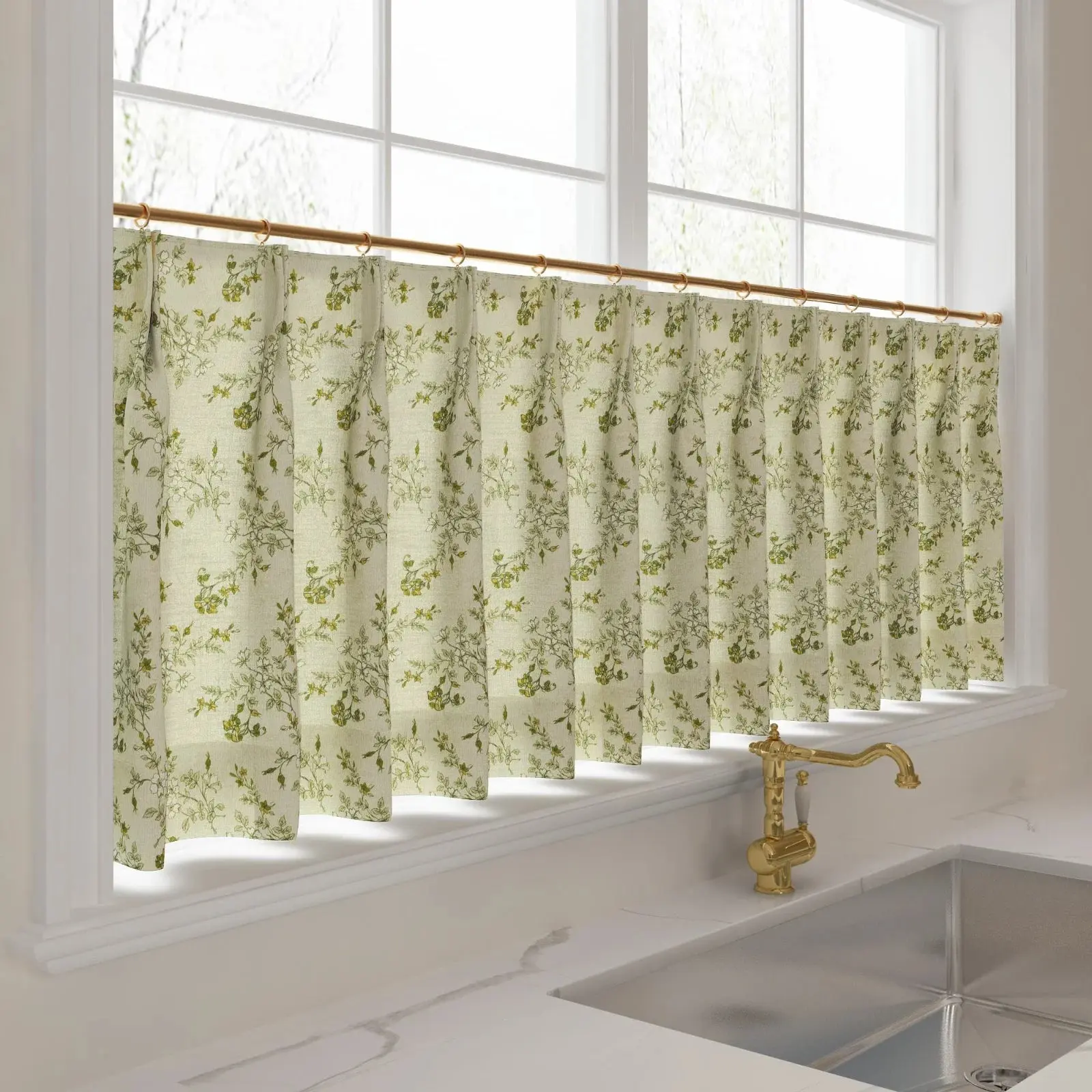 Sara Le Print Linen Pleated Cafe Curtains - Image 72