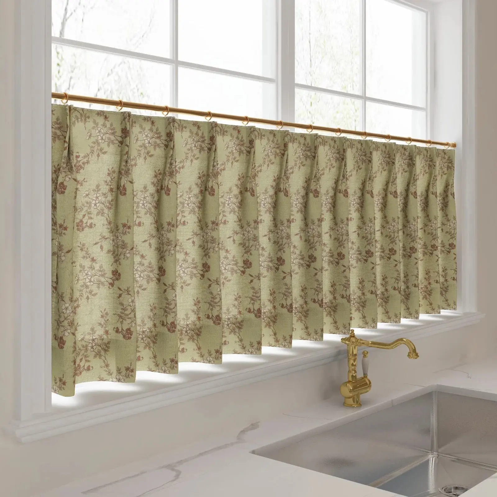 Sara Le Print Linen Pleated Cafe Curtains - Image 75