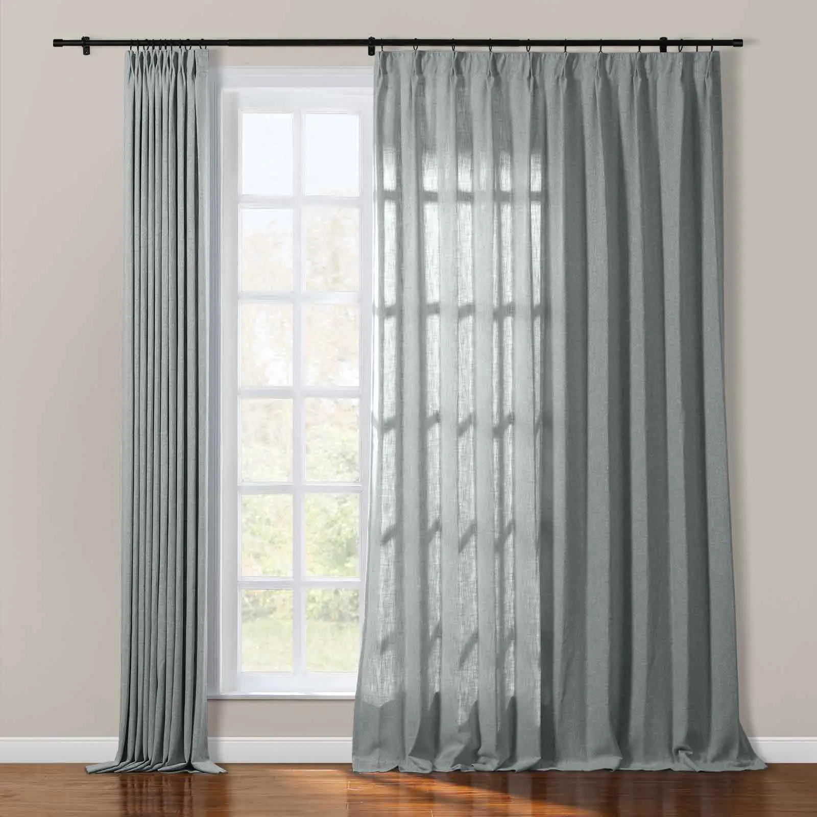 Sarai Textured Metallic Cotton Blend Curtain Pleated - Image 12