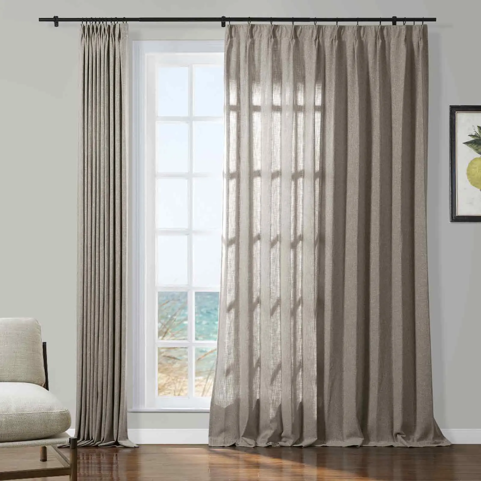 Sarai Textured Metallic Cotton Blend Curtain Pleated - Image 16